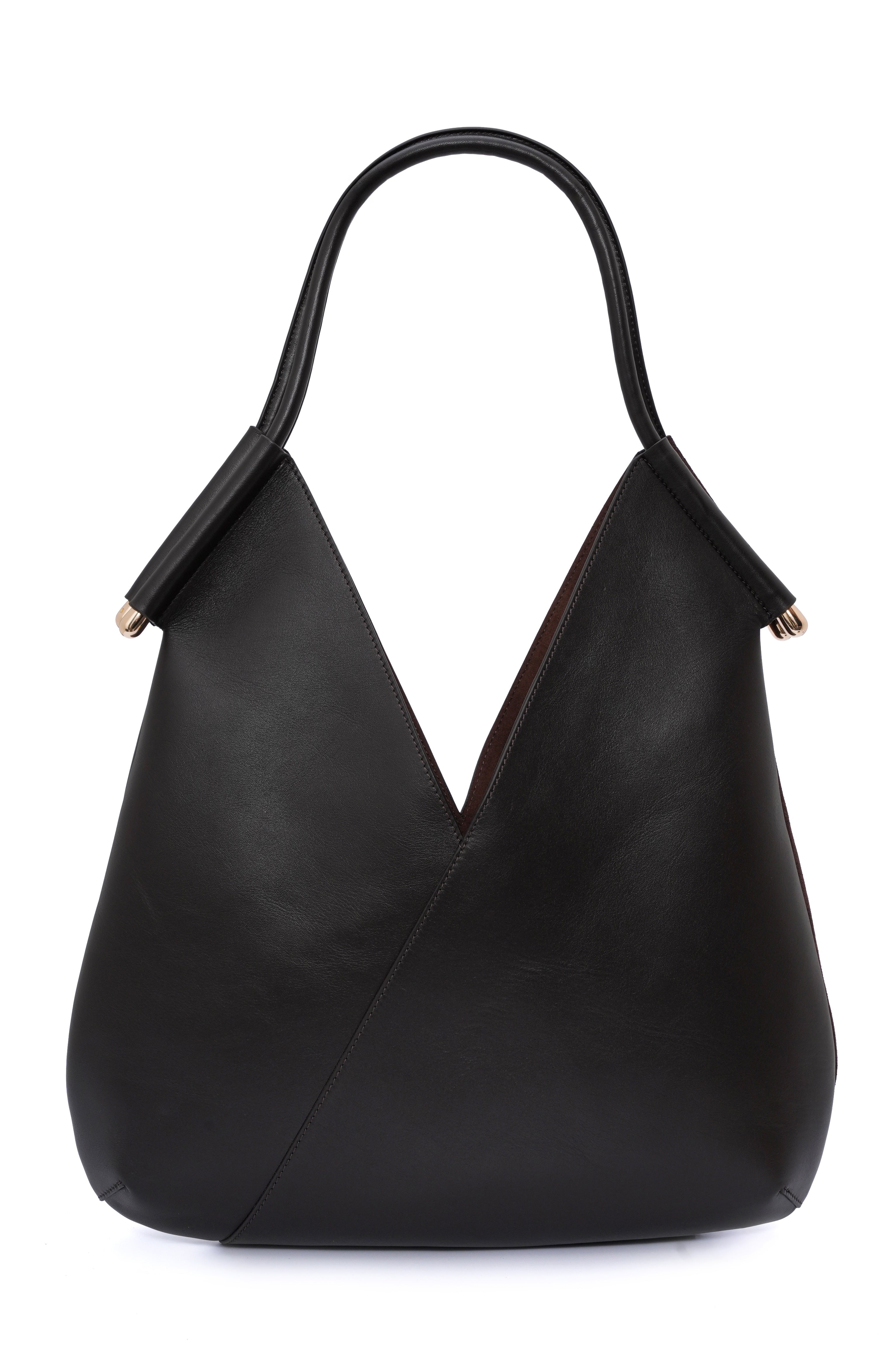 Katrina black leather shoulder bag