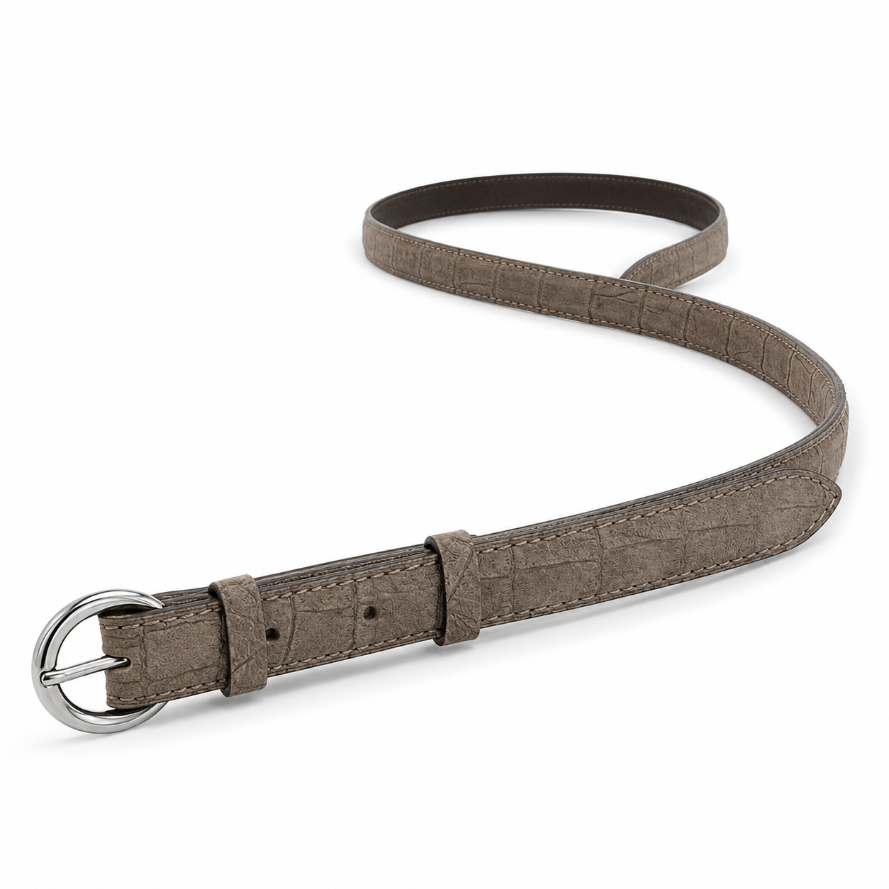 Dany Belt- Croc taupe suede