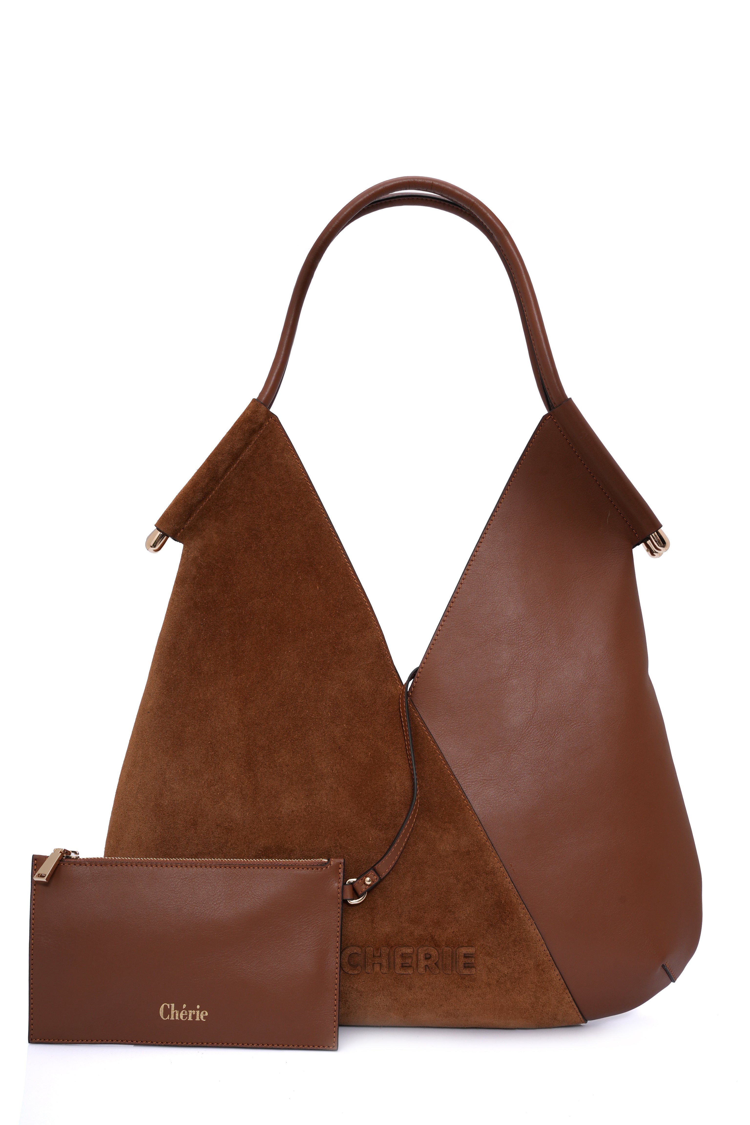 Katrina tan suede/leather shoulder bag