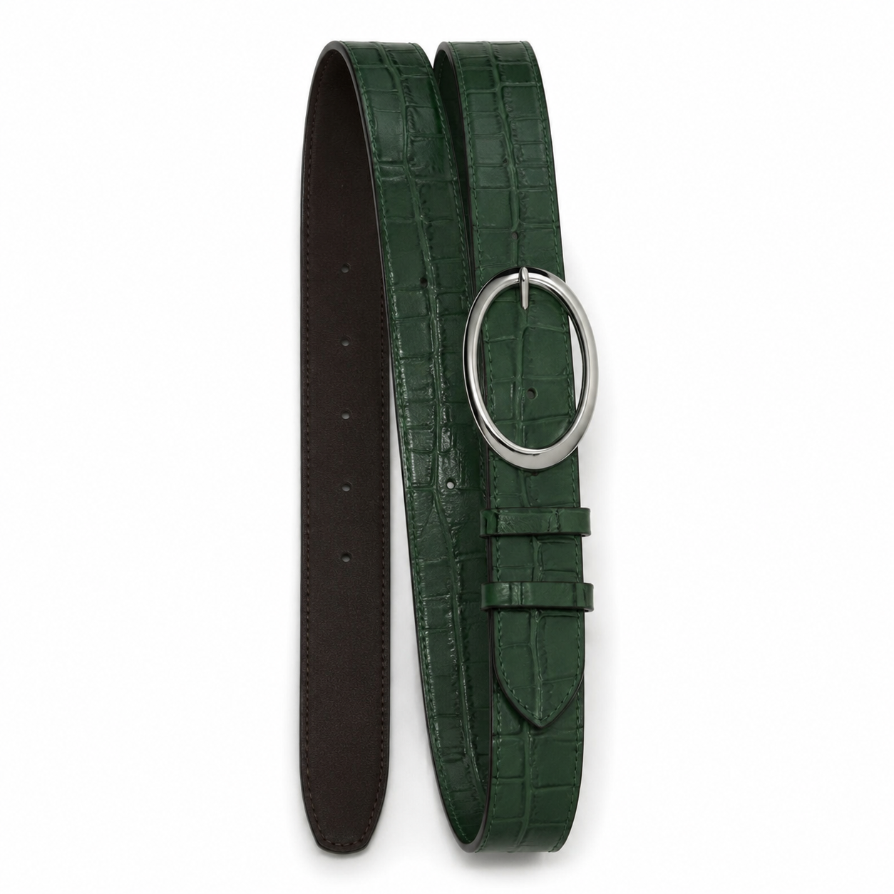 Serena Belt- yeşil croc deri