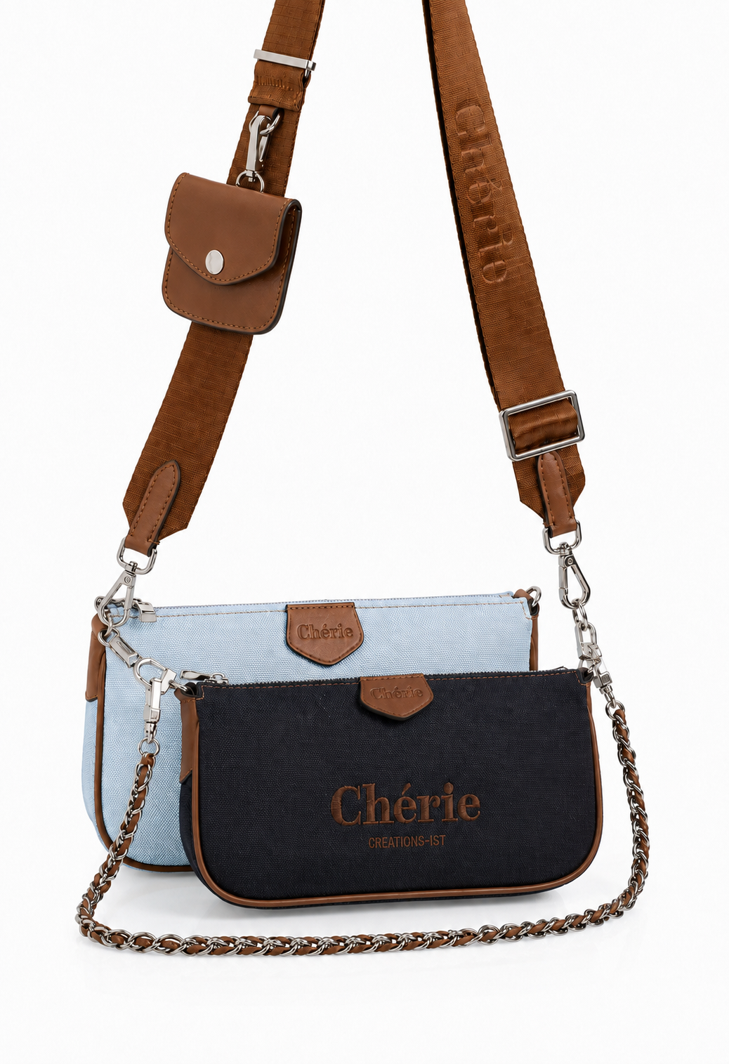 Lovita Canvas Navy Blue - Baby blue kanvas çanta