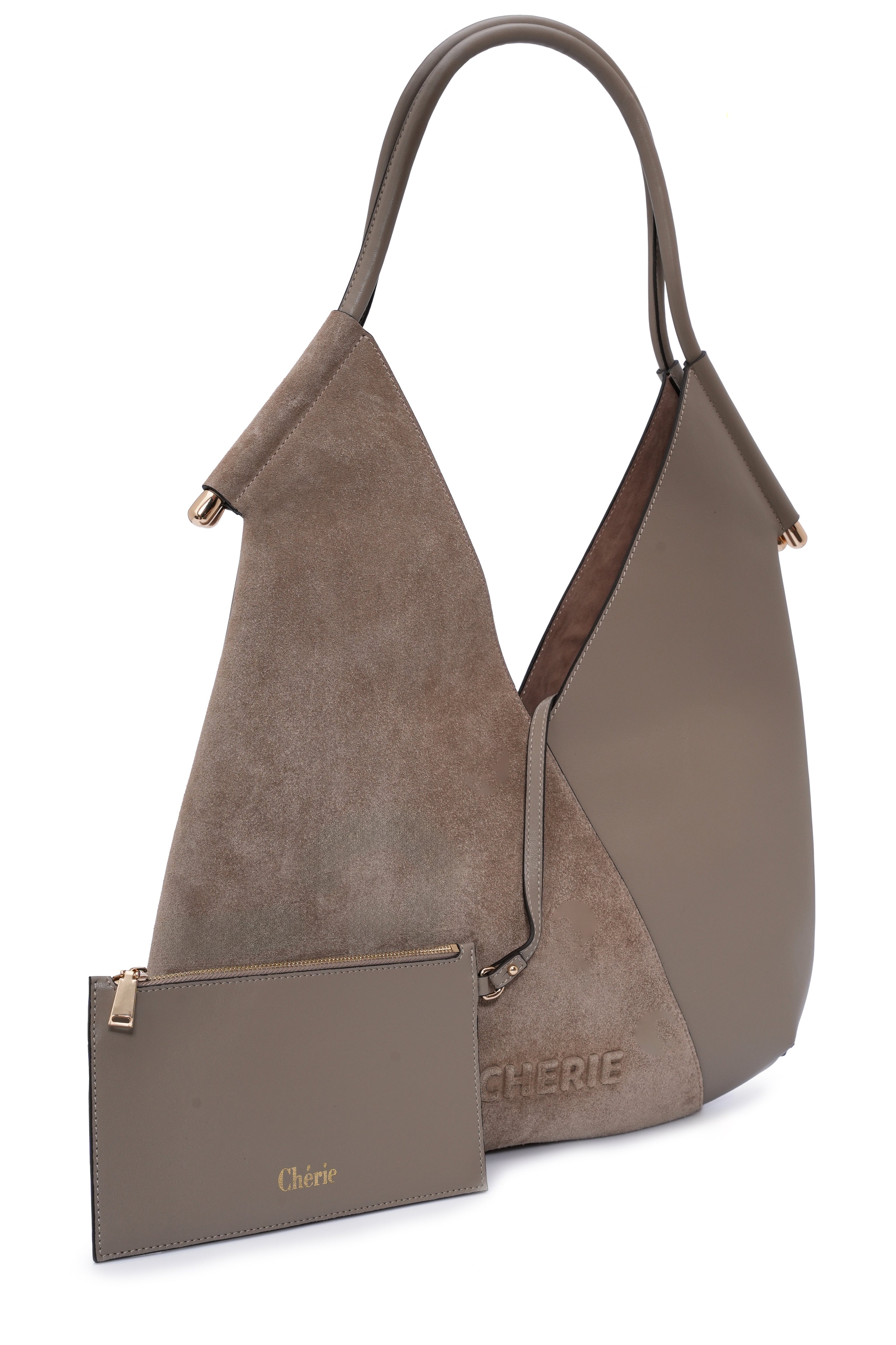Katrina taupe suede/leather shoulder bag