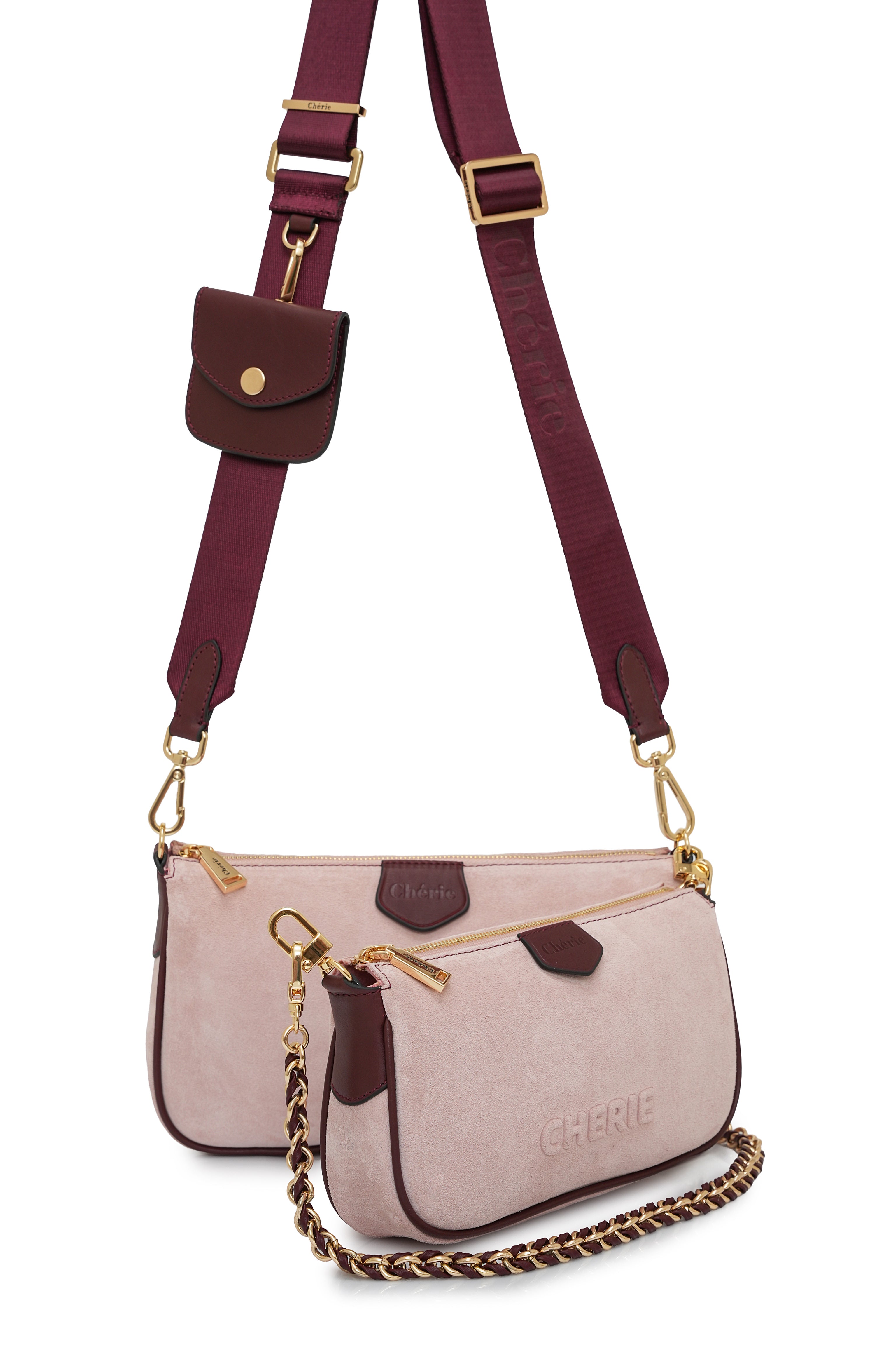 Lovita suede pink-burgundy leather