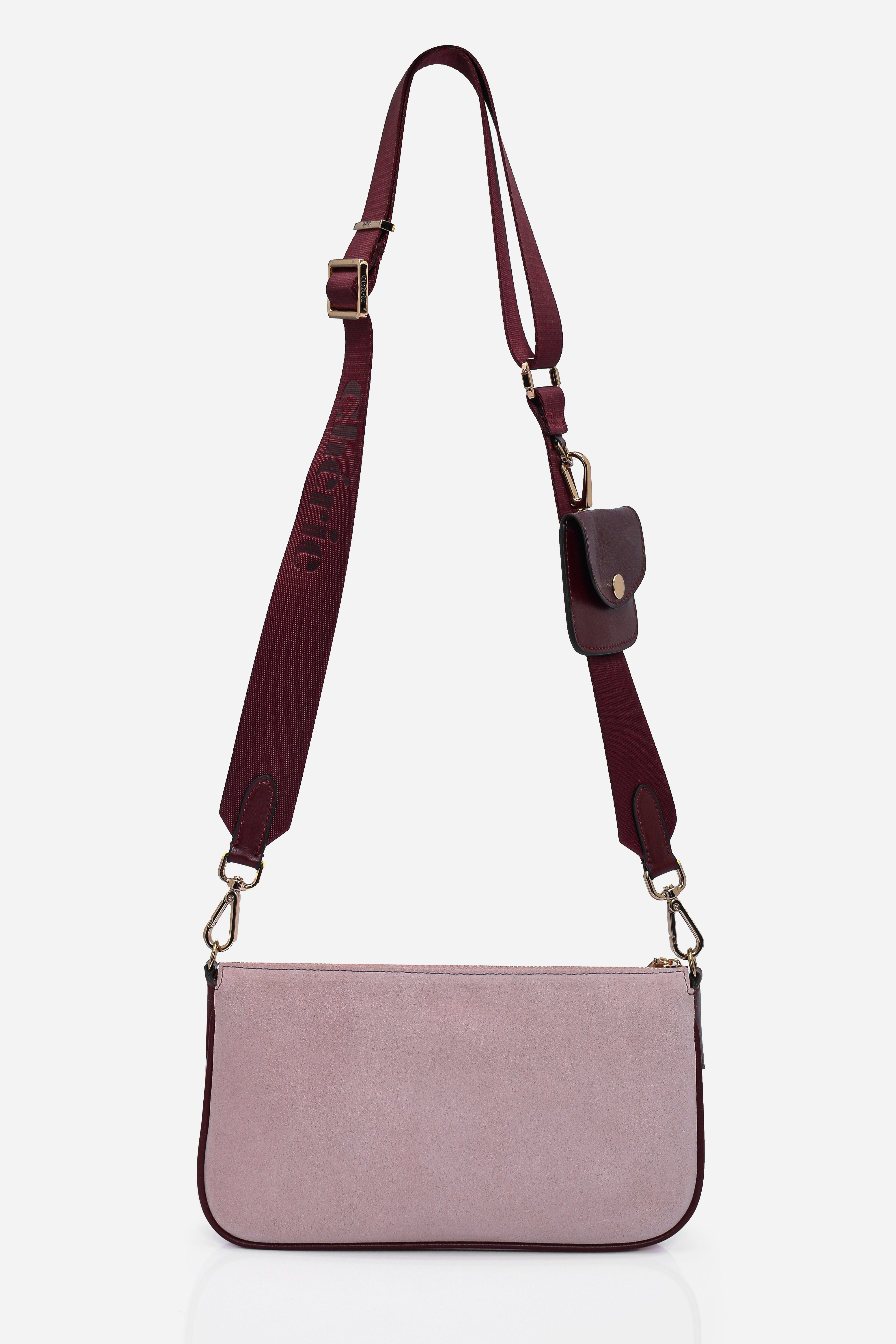 Lovita suede pink-burgundy leather