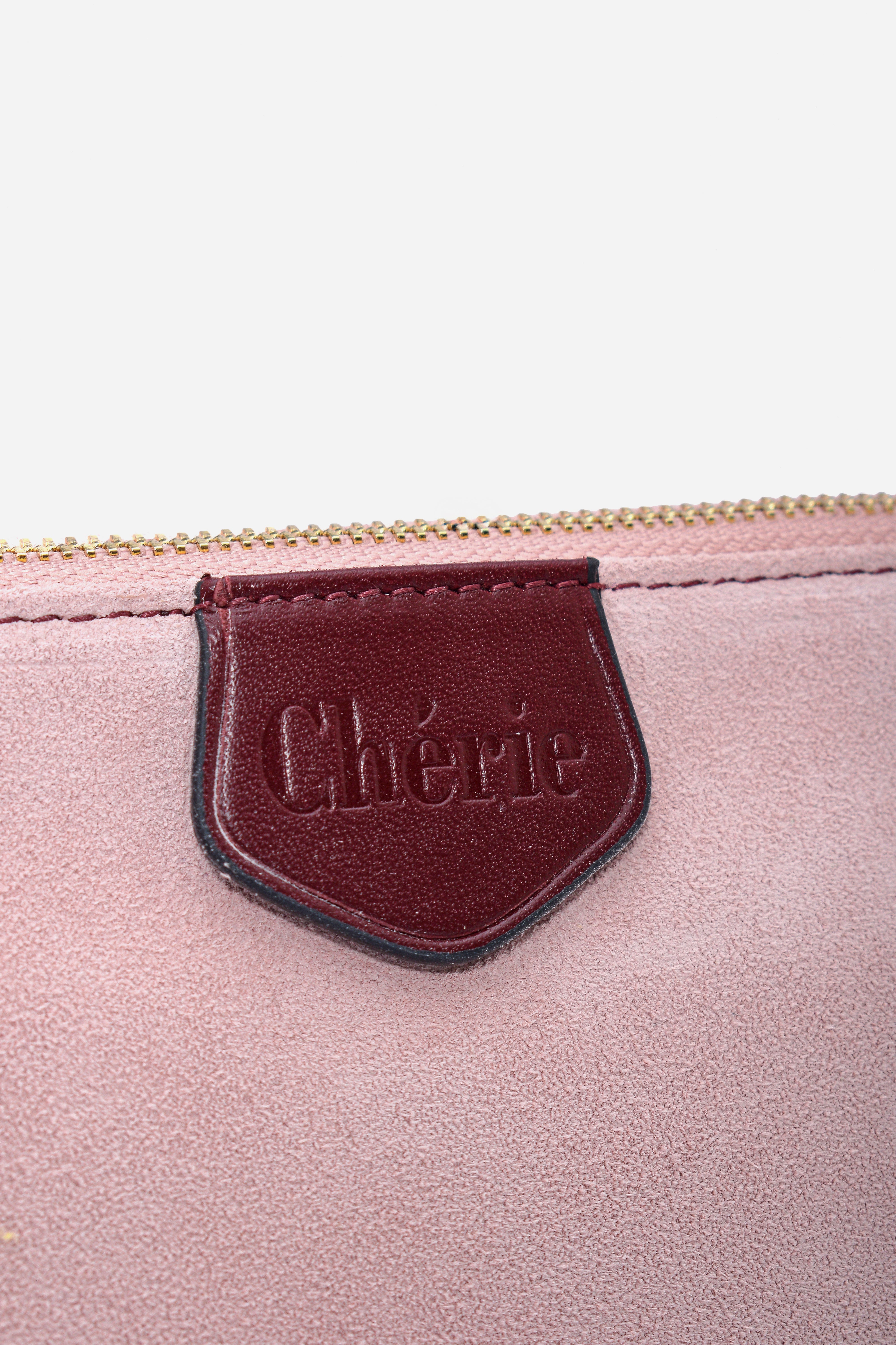 Lovita suede pink-burgundy leather