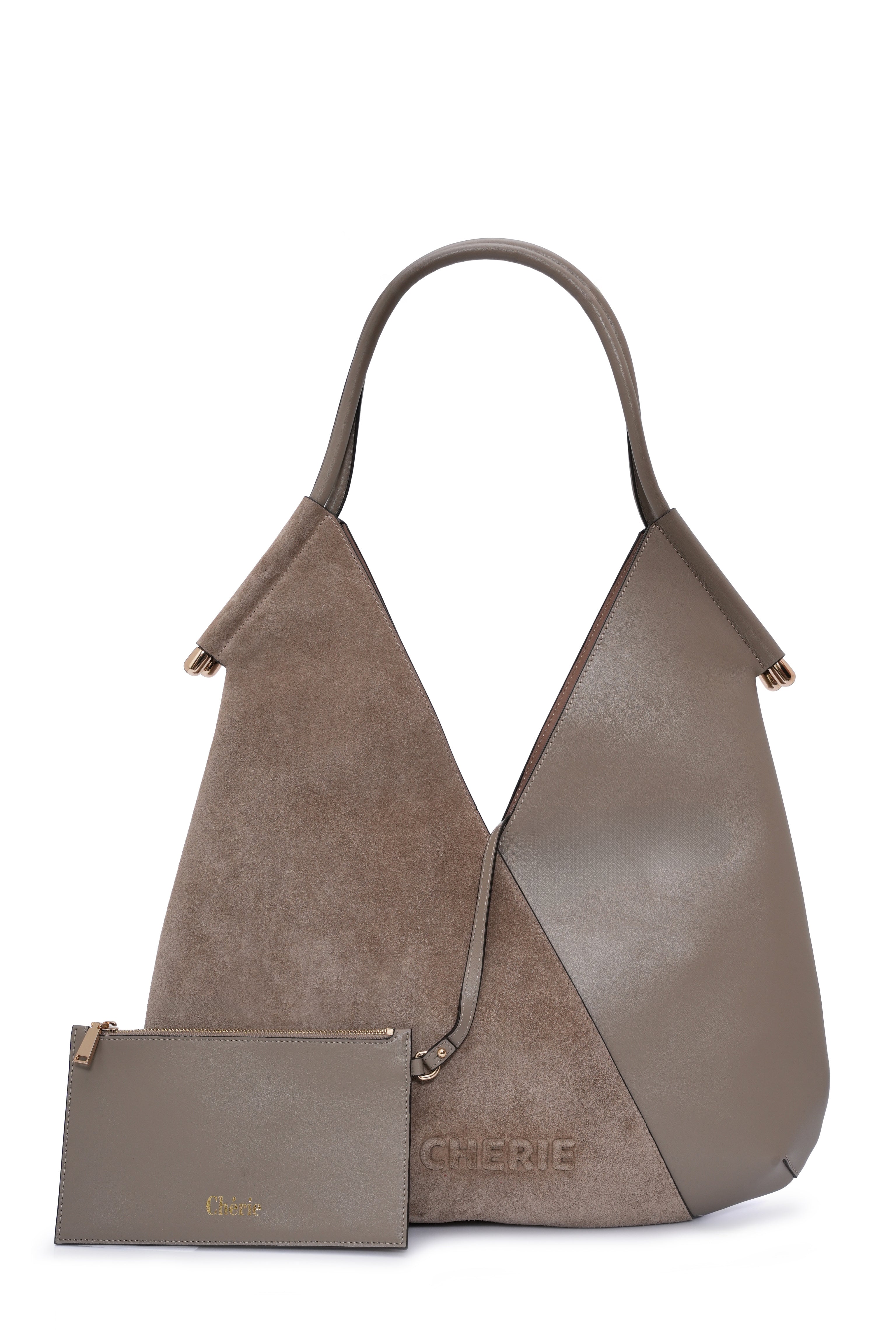 Katrina taupe suede/leather shoulder bag