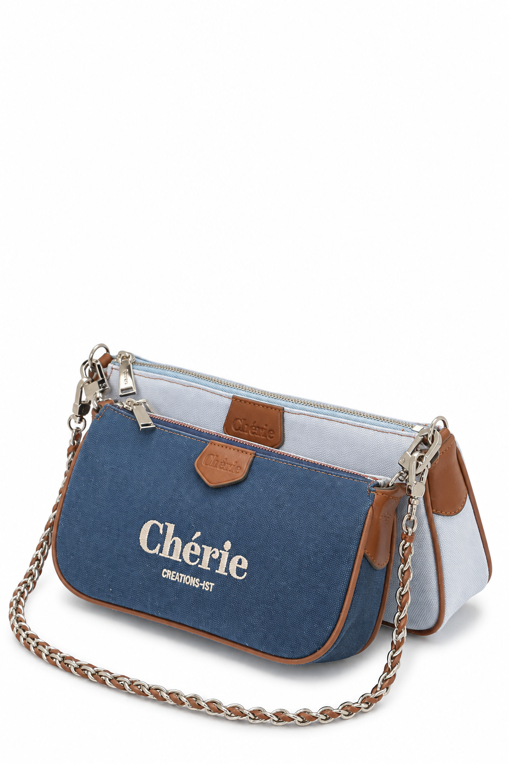 Lovita Canvas baby blue and navy blue kanvas çanta detay