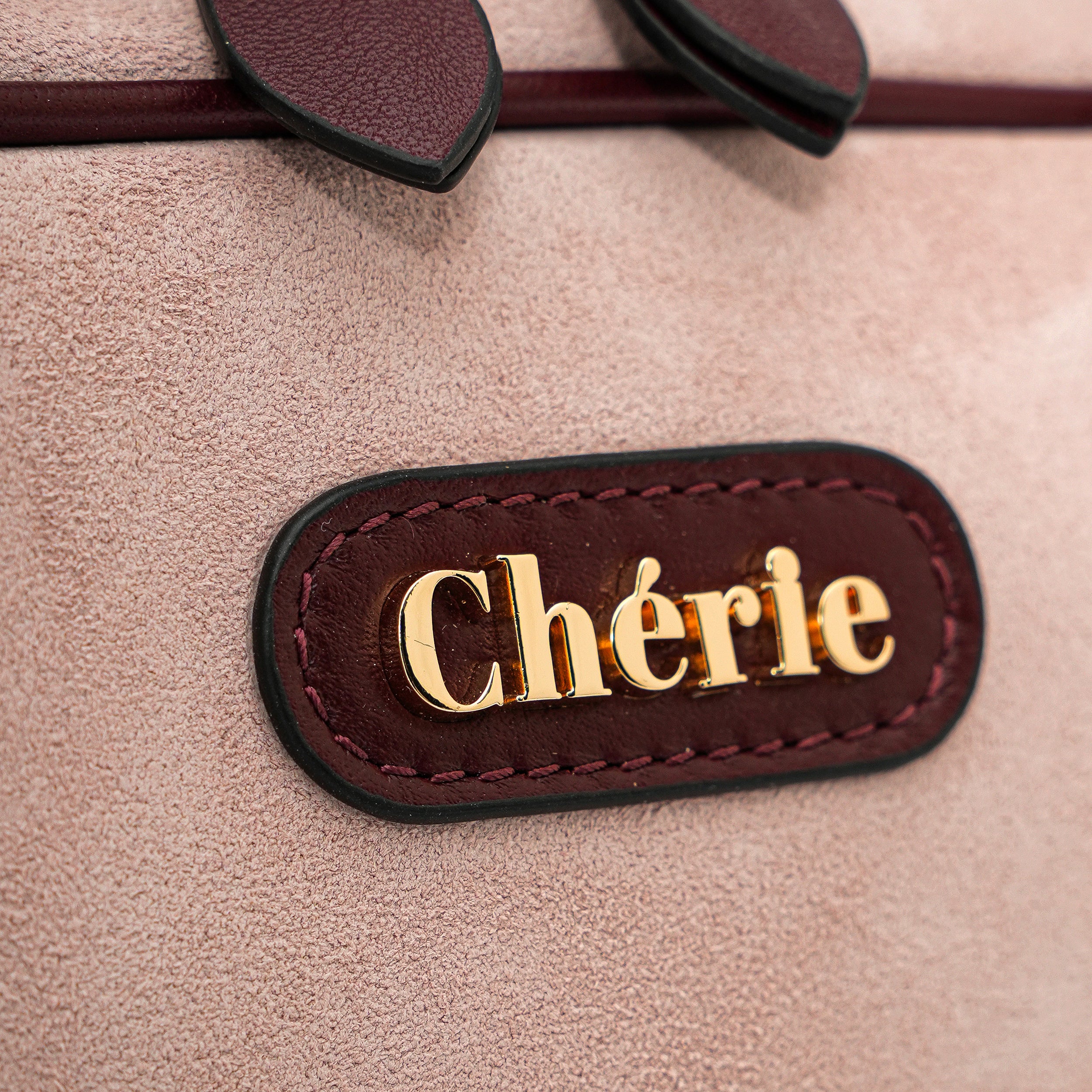 Monaco - Baby pink suede/burgundy leather