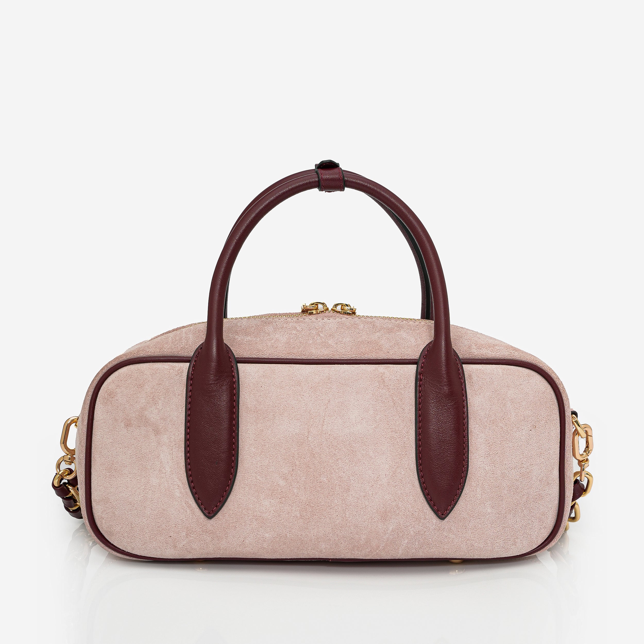 Monaco - Baby pink suede/burgundy leather