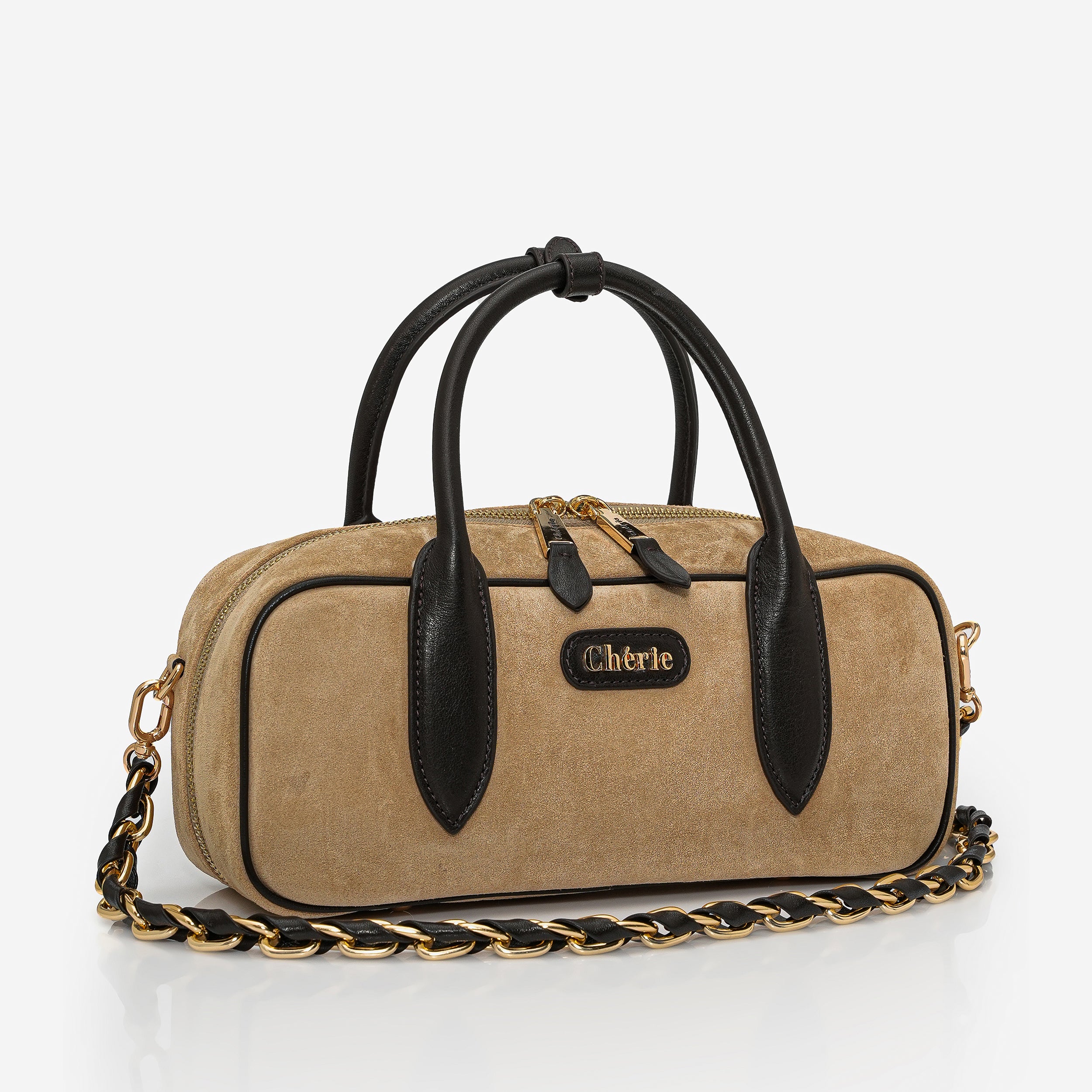 Monaco - Biscuit suede/brown leather