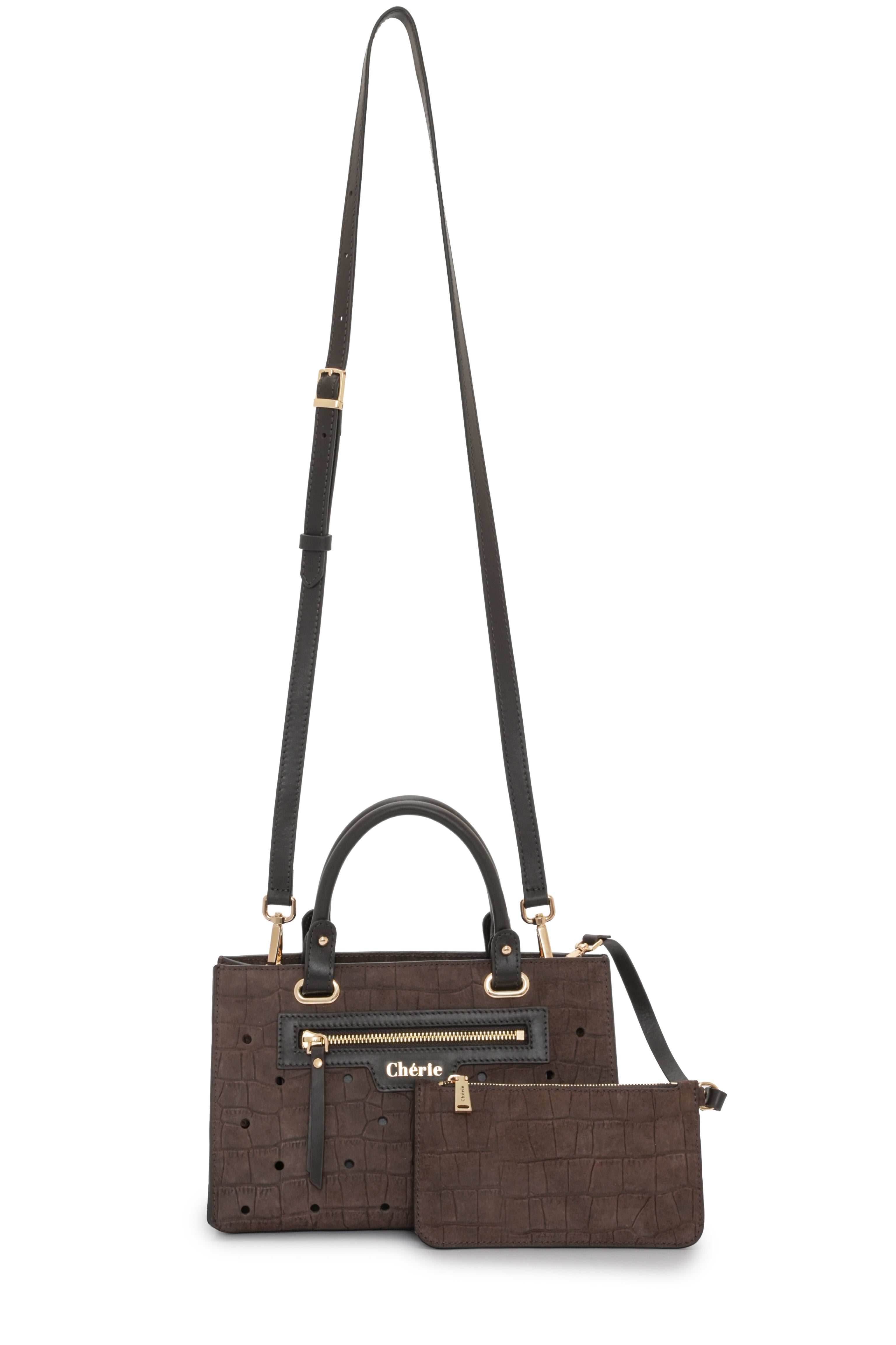 Paris - Brown Croc Suede Mini