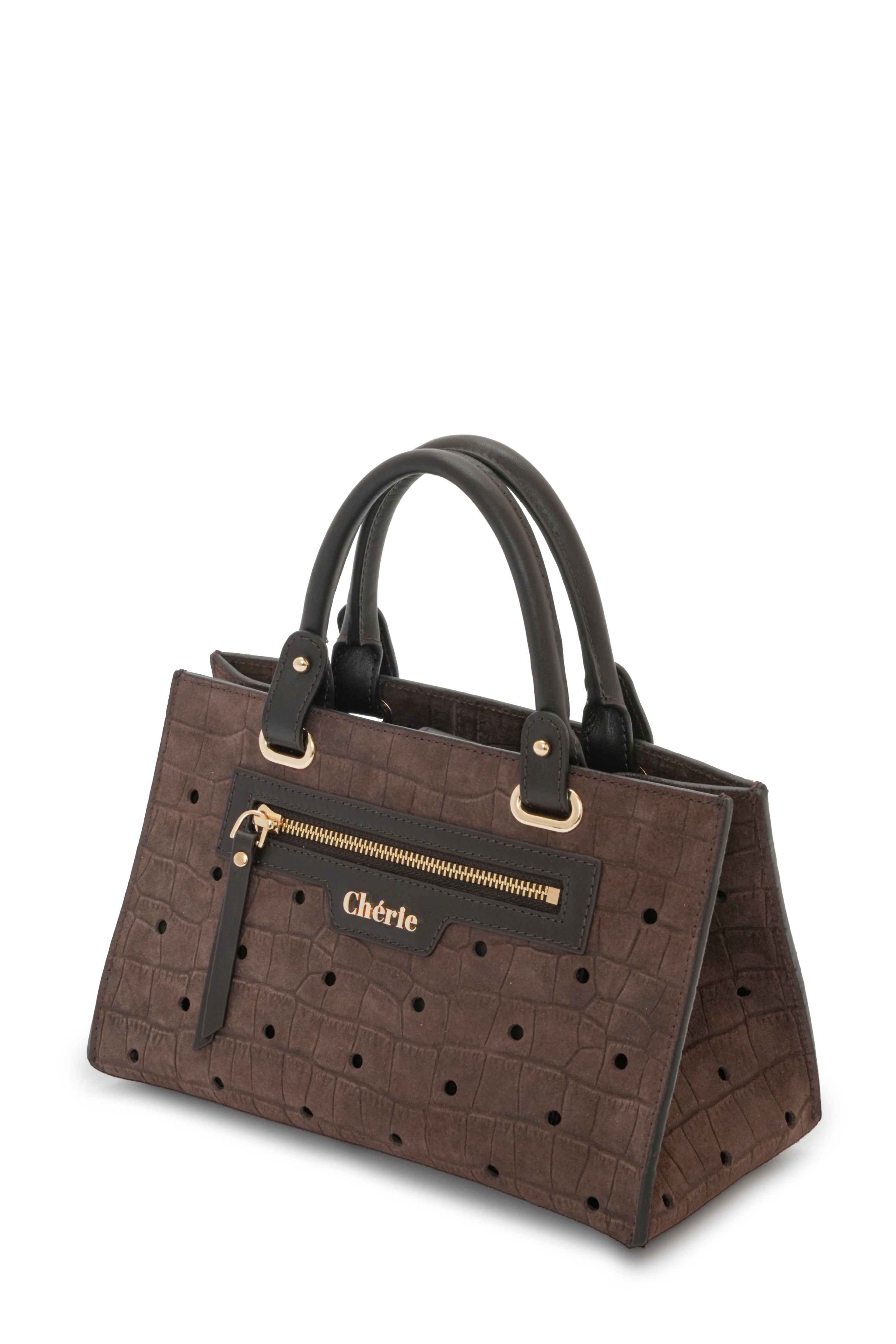 Paris - Brown Croc Suede Mini