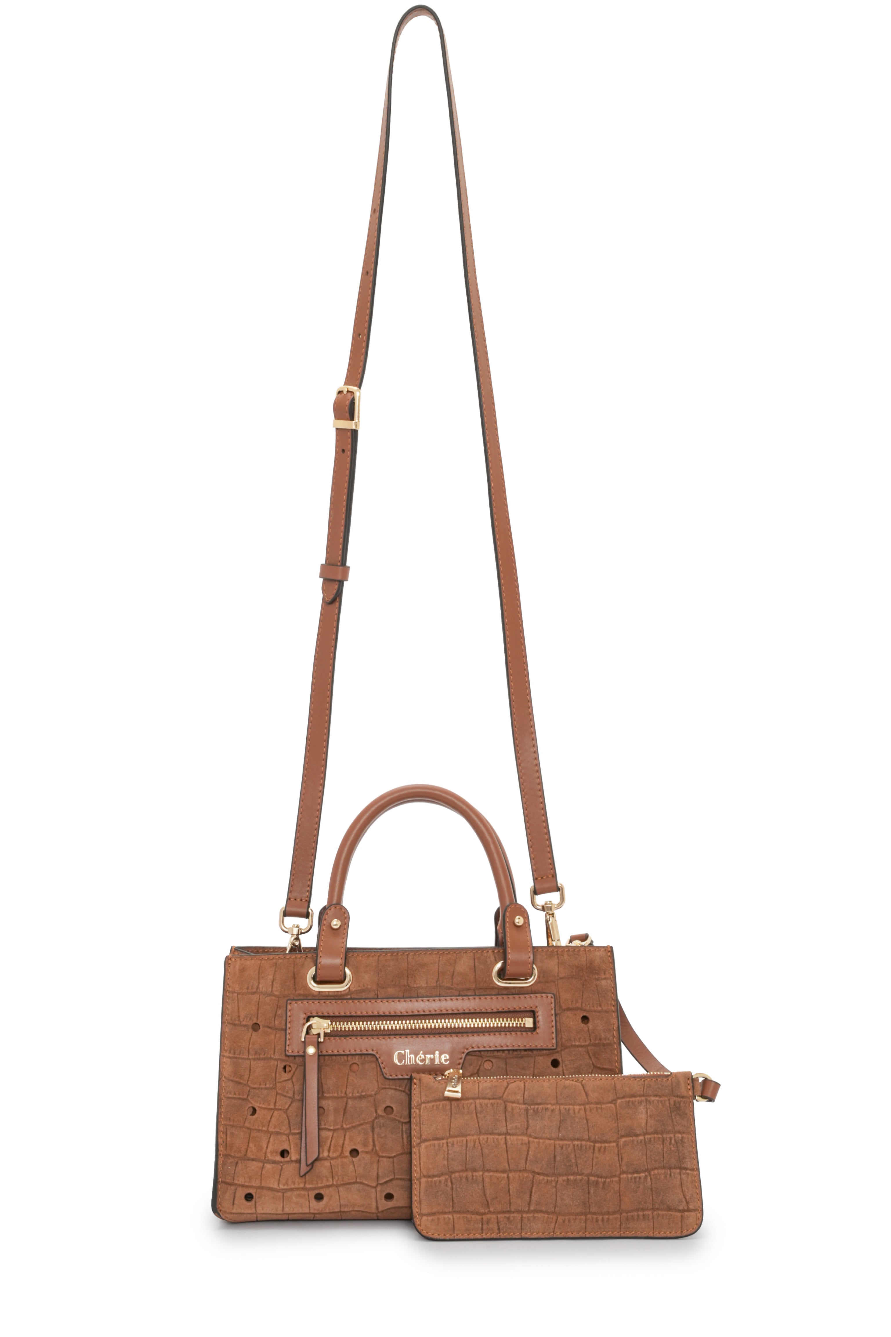 Paris - Tan Croc Suede Mini