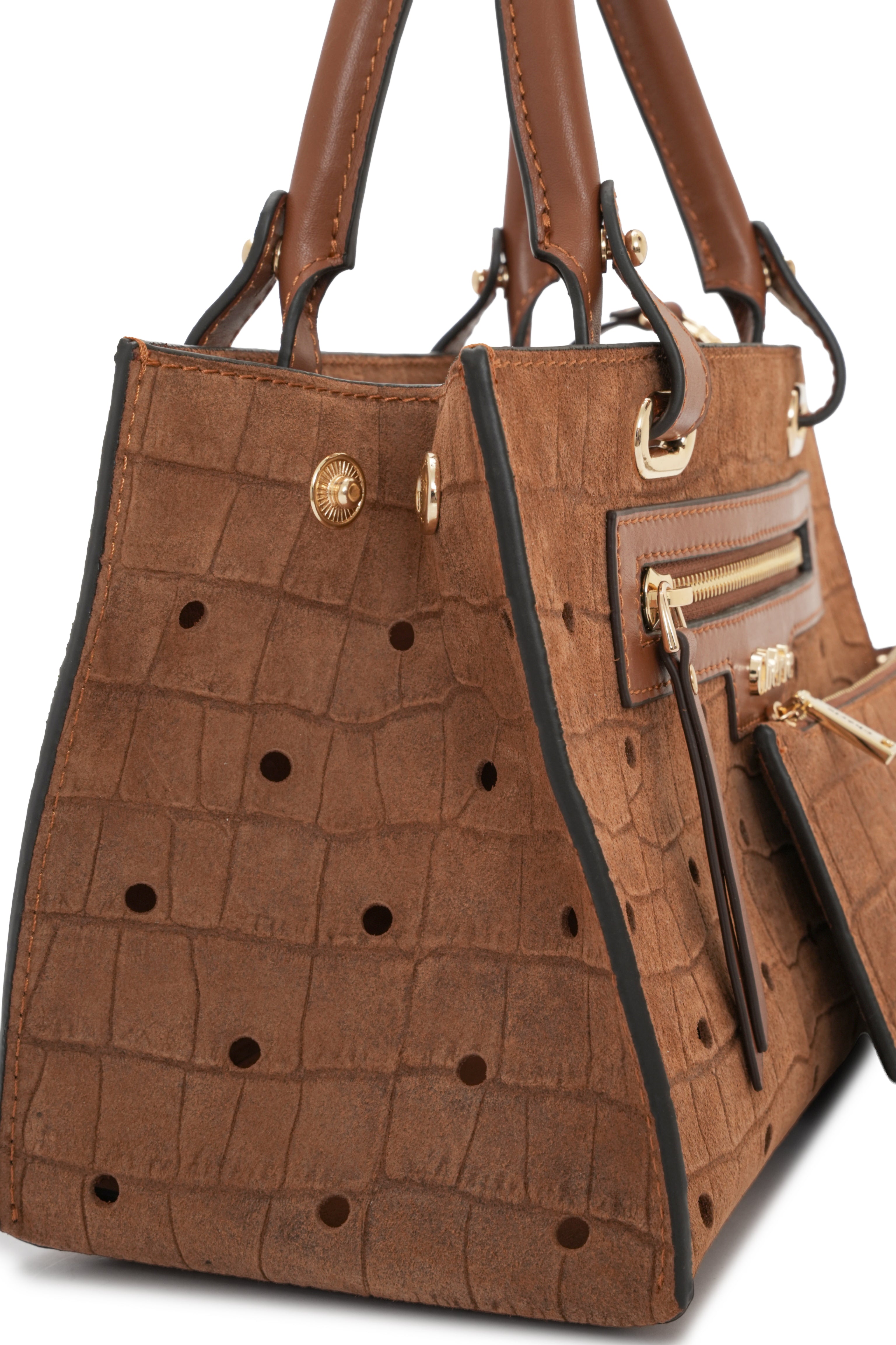Paris - Tan Croc Suede Mini