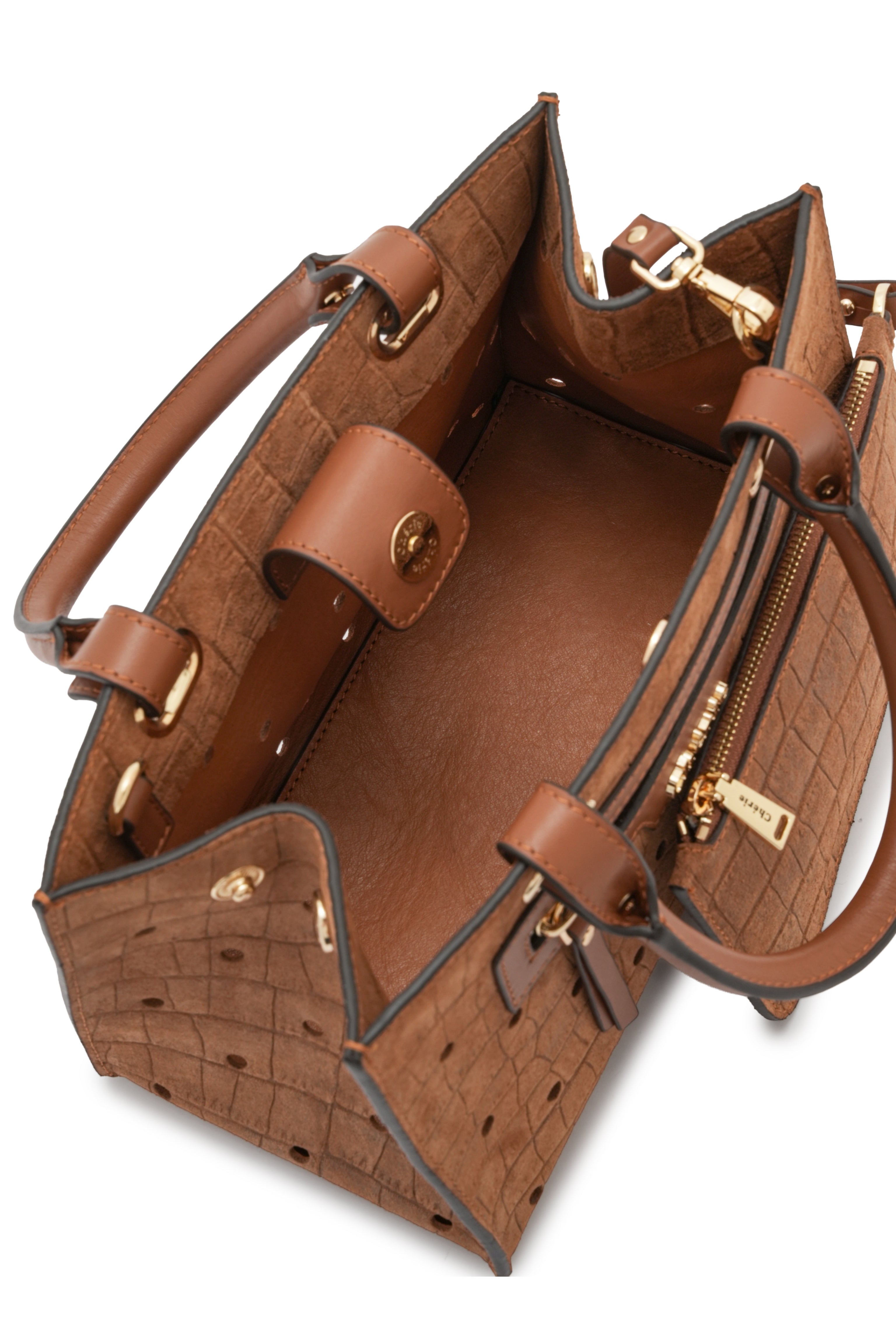 Paris - Tan Croc Suede Mini