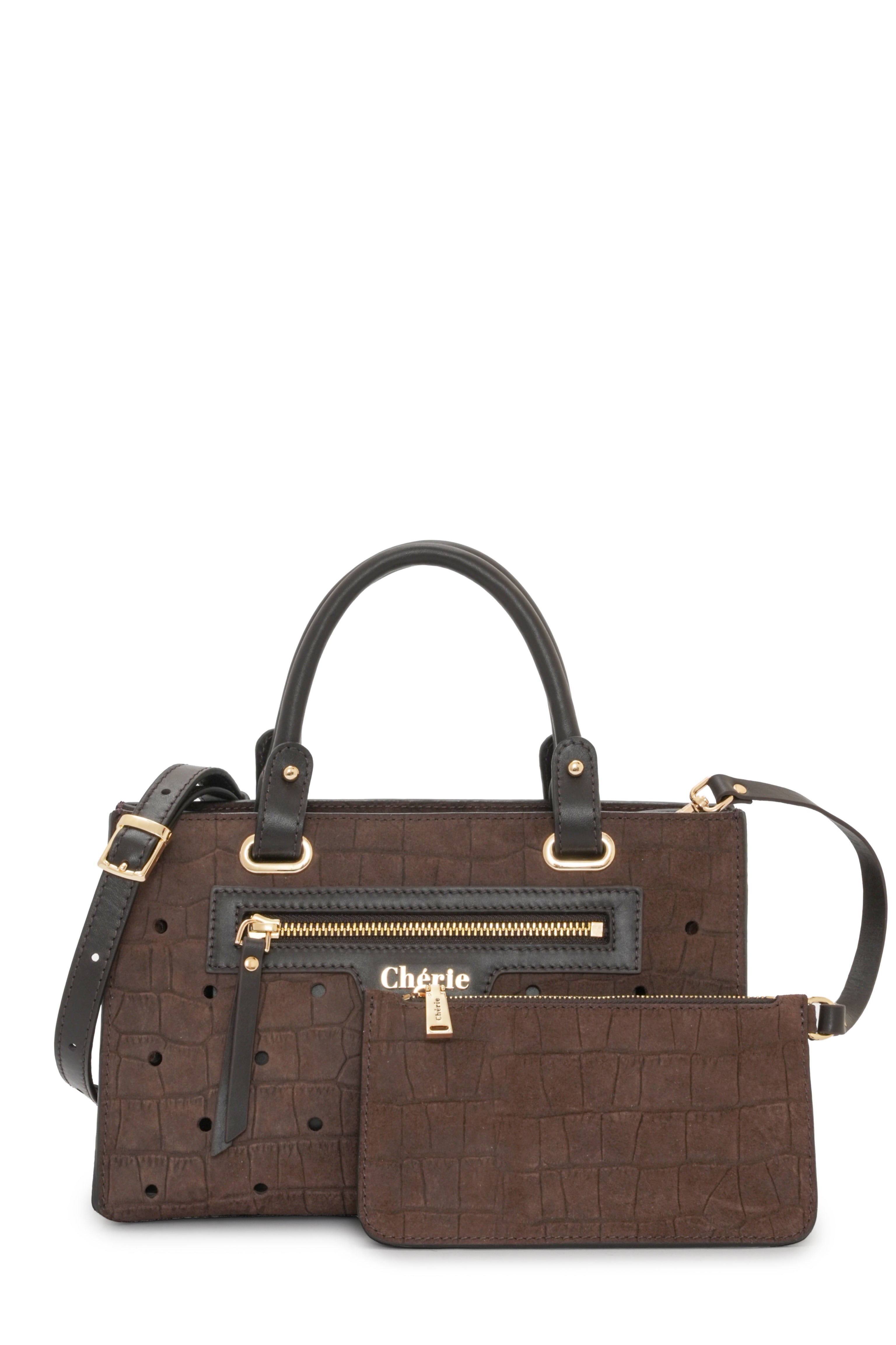 Paris - Brown Croc Suede Mini