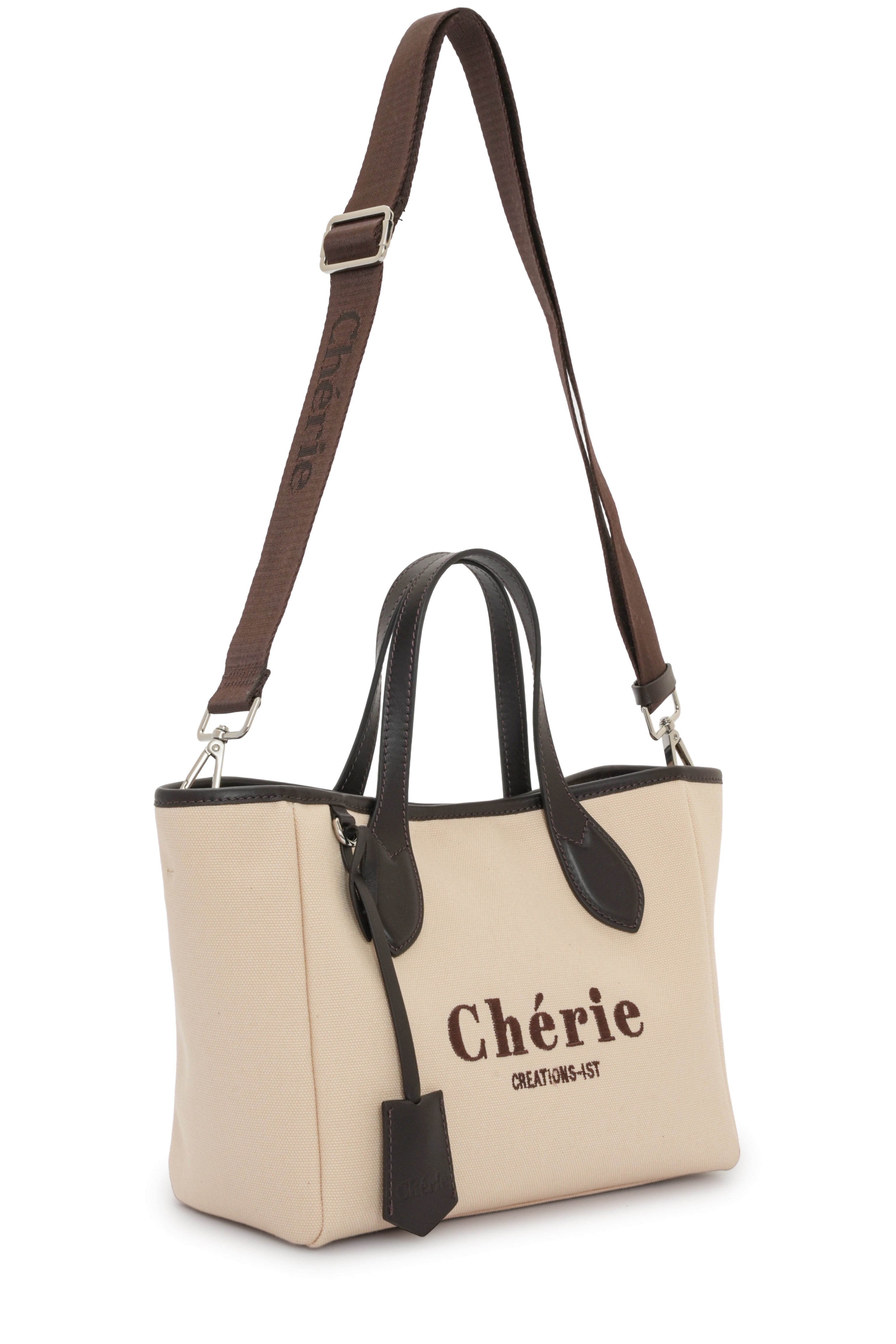 Rachel Canvas Medium Bej - Brown Leather