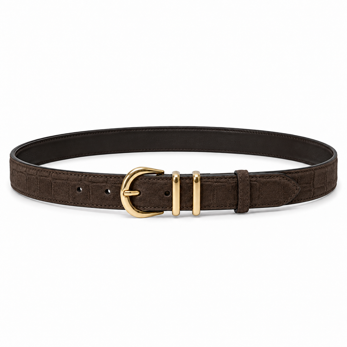 Cozy 3 cm Gold Kahve Kroko Süet – Görsel 3