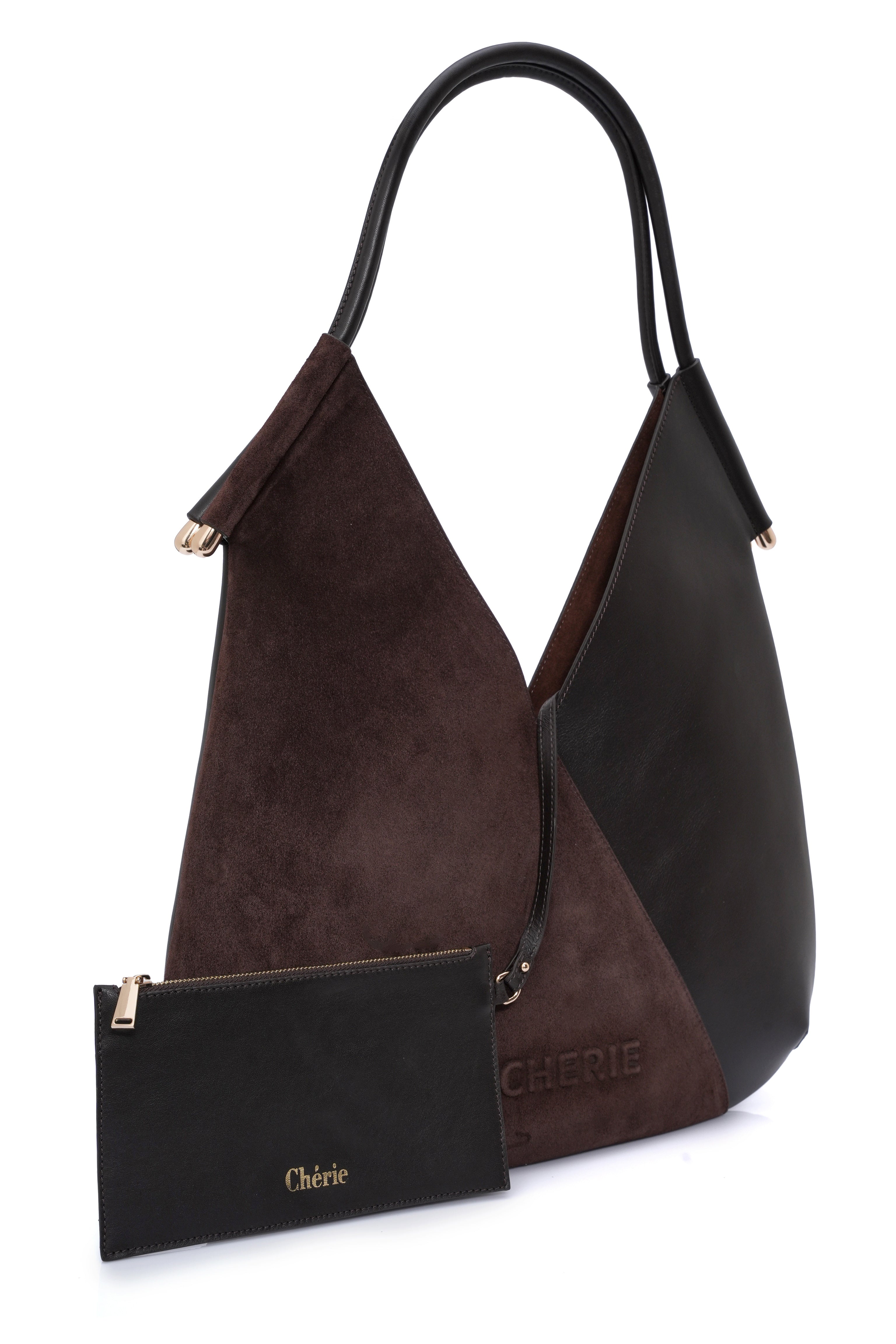 Katrina brown suede/leather shoulder bag