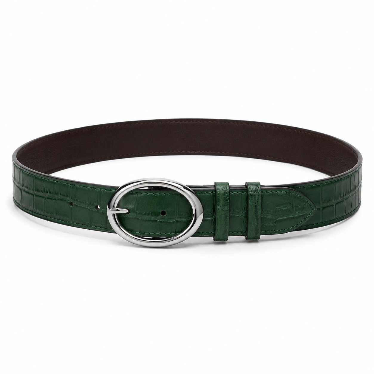 Serena Belt- yeşil croc  deri