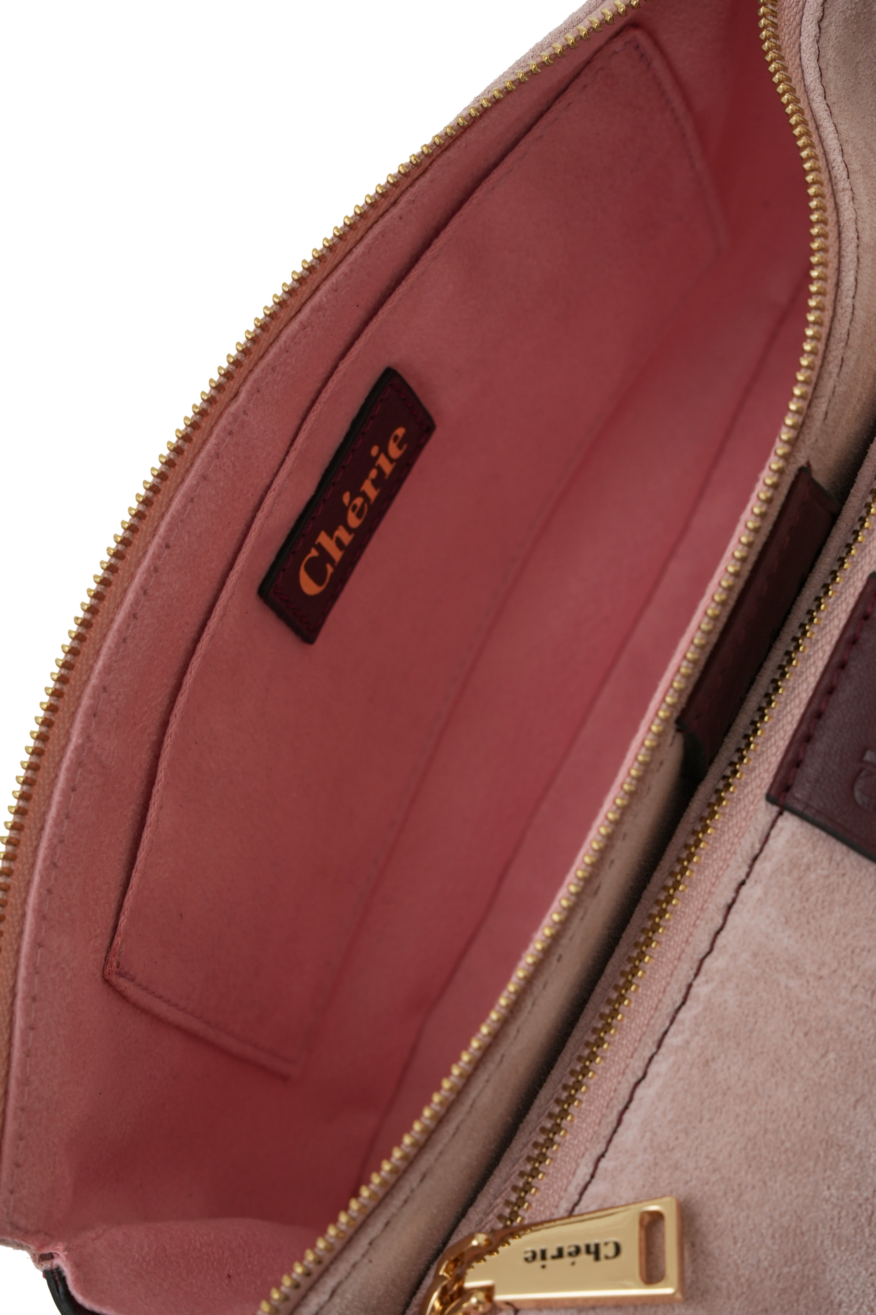 Lovita suede pink-burgundy leather
