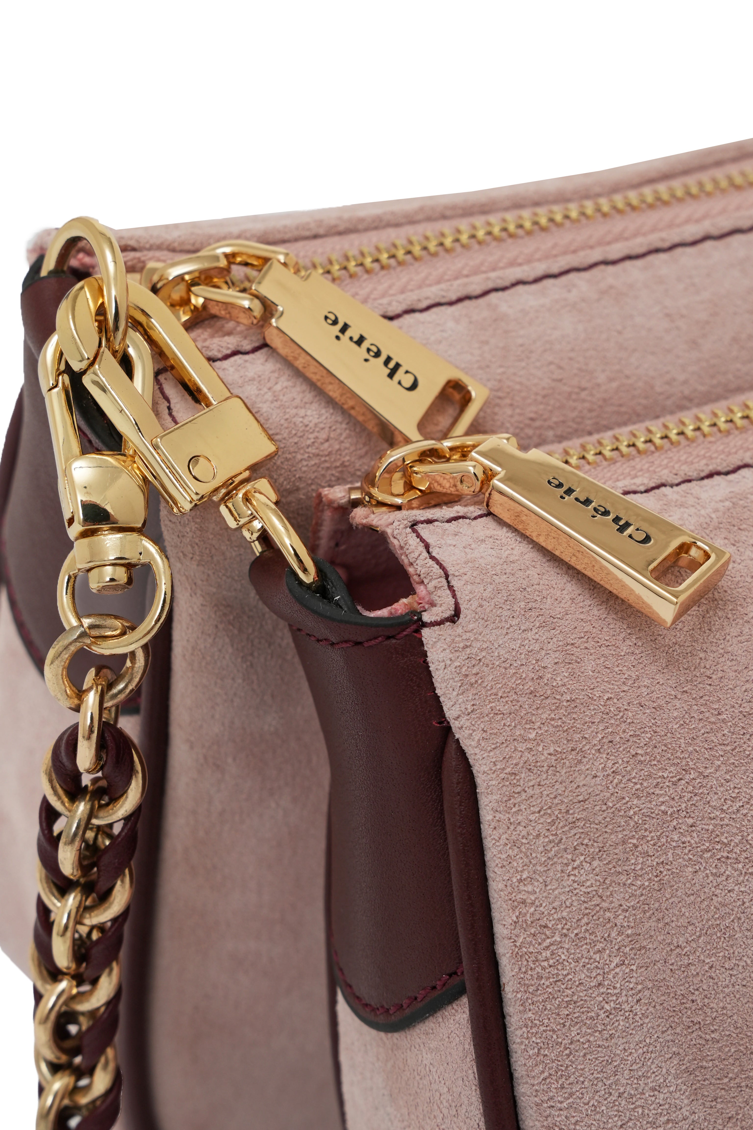 Lovita suede pink-burgundy leather