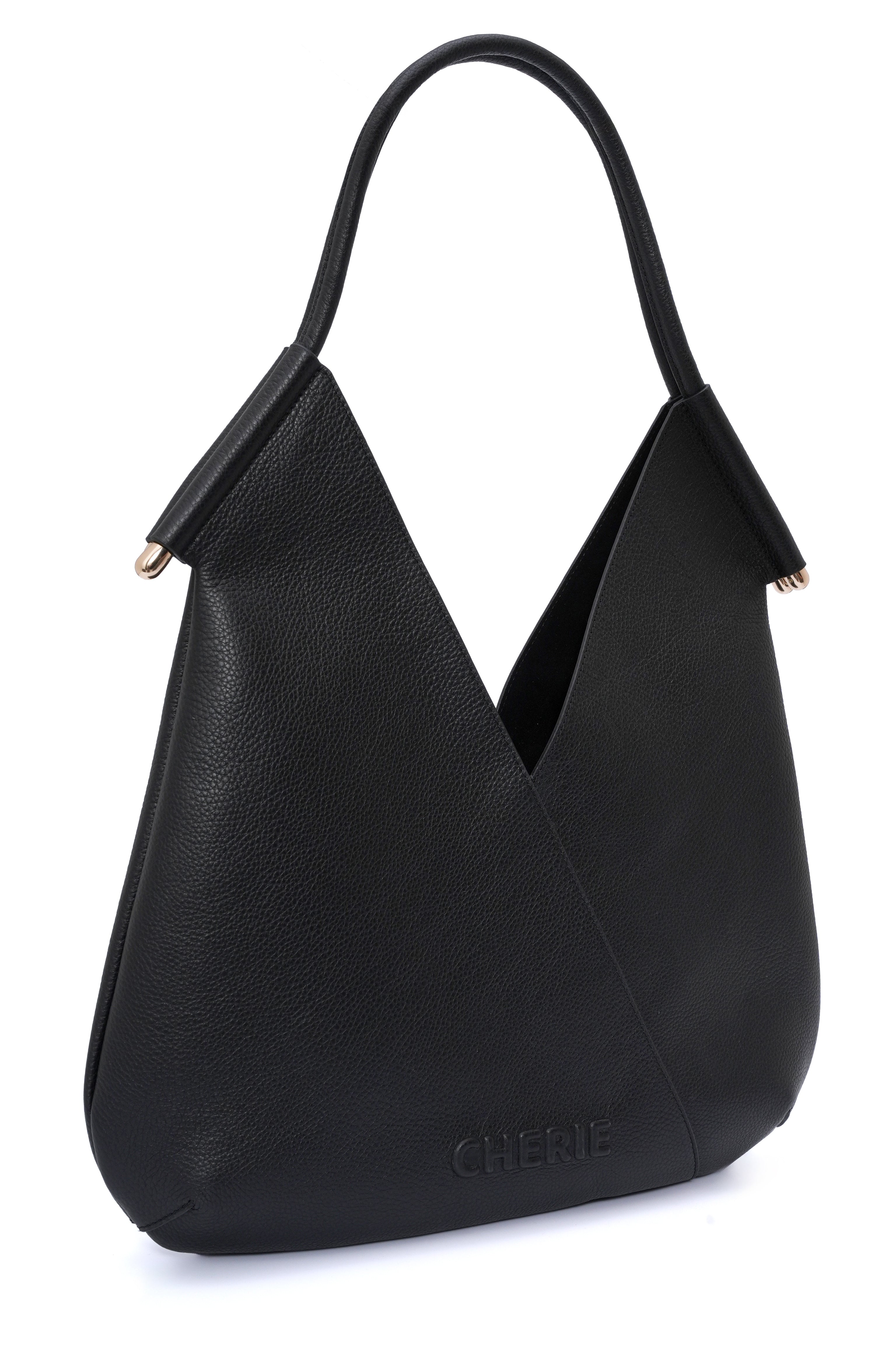 Katrina black leather shoulder bag