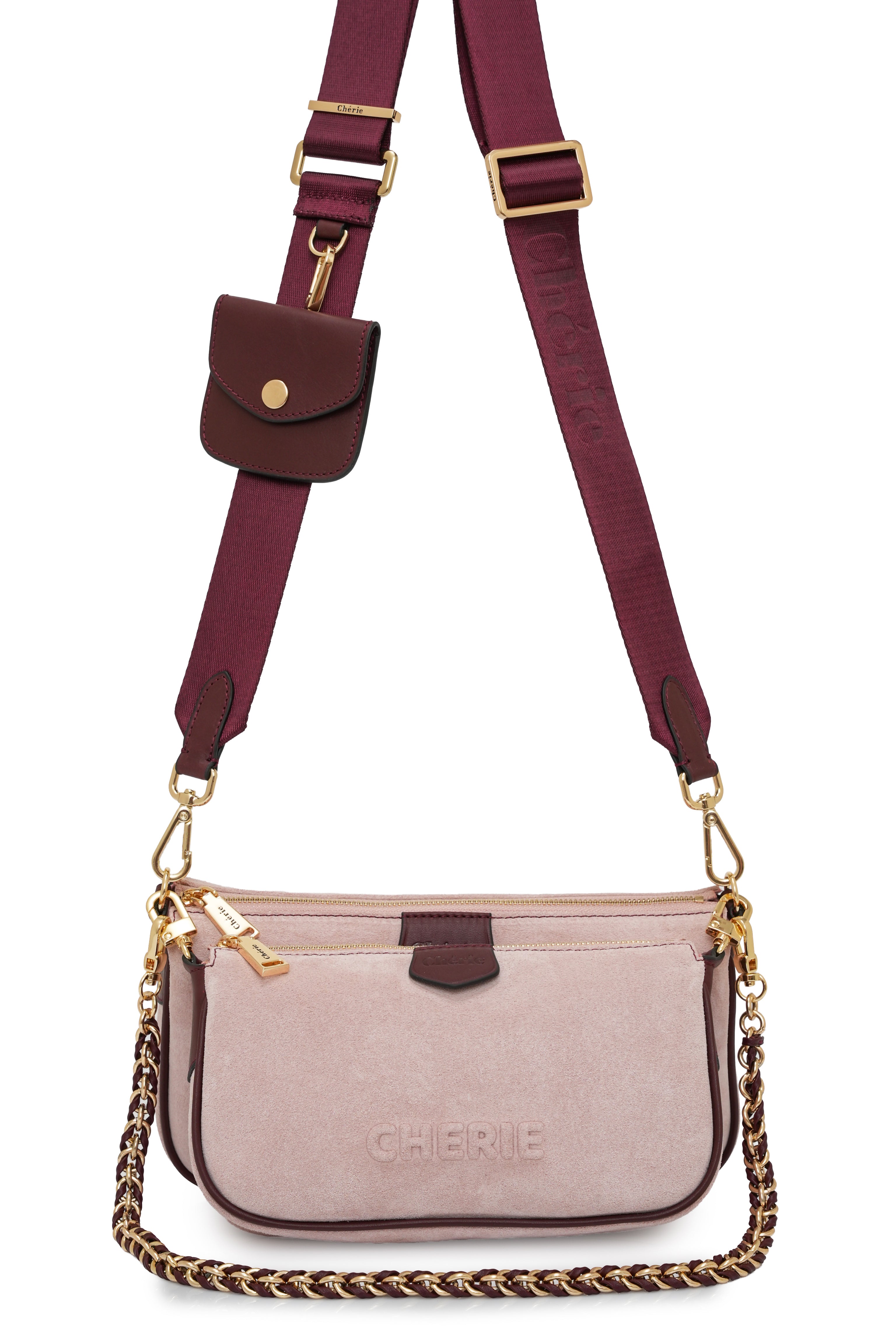 Lovita suede pink-burgundy leather