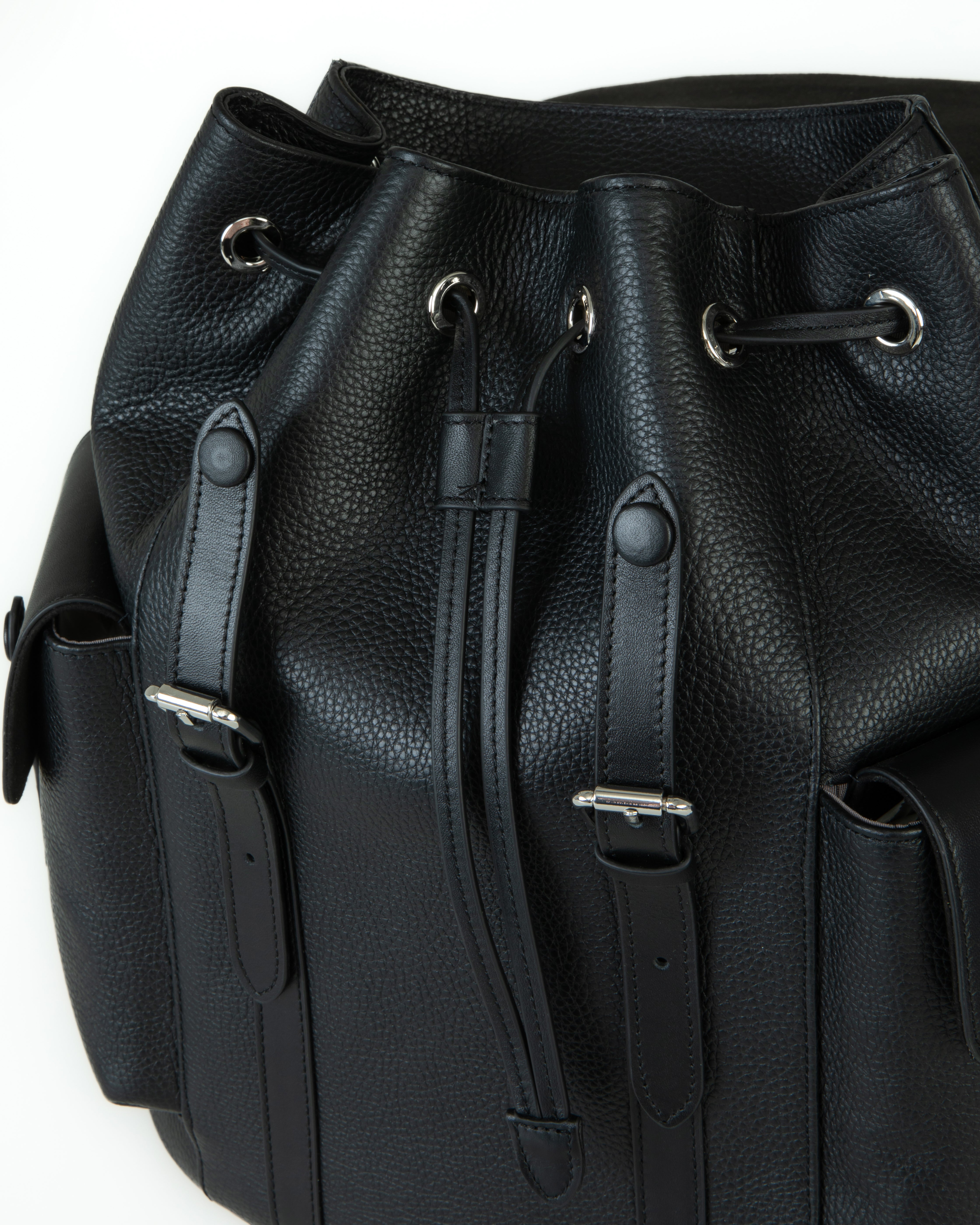 cosby cinammon black leather backpack