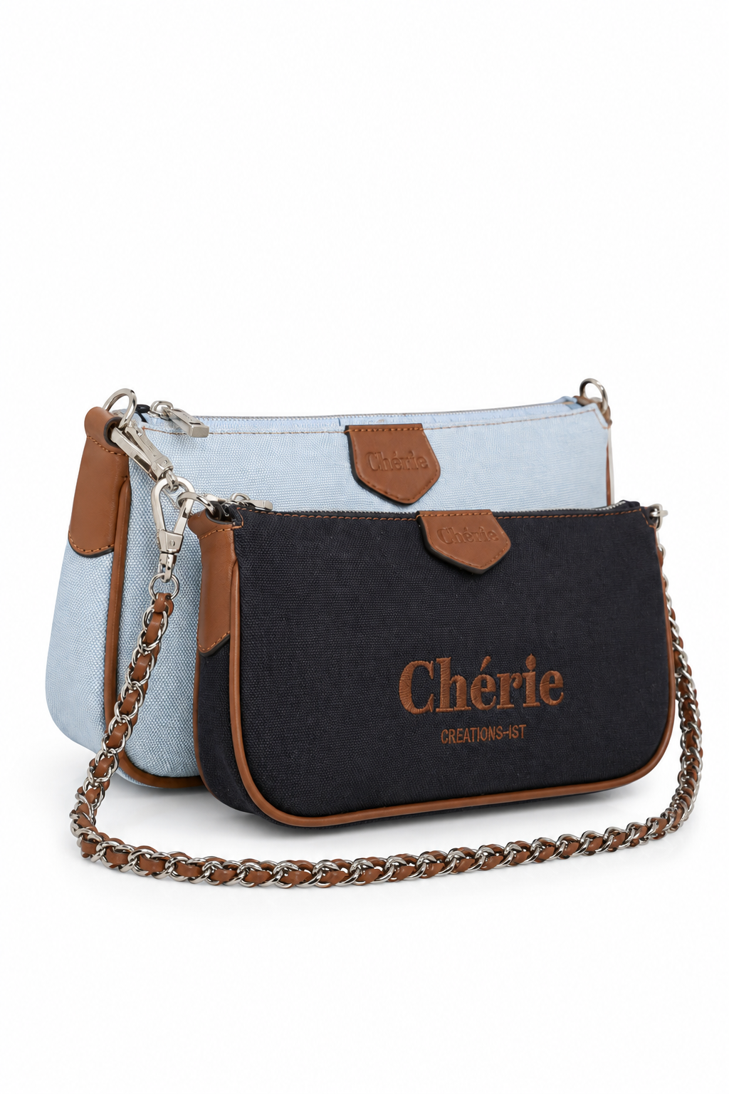 Lovita Canvas Navy Blue - Baby blue kanvas çanta detay