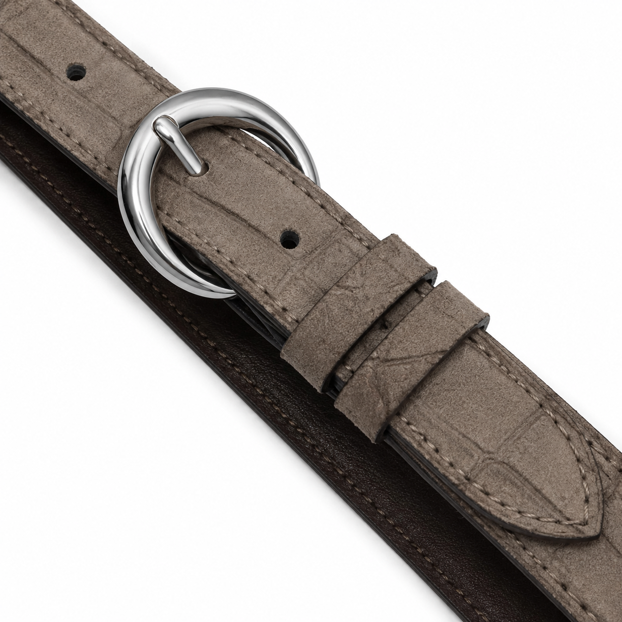 Dany Belt- Croc taupe suede