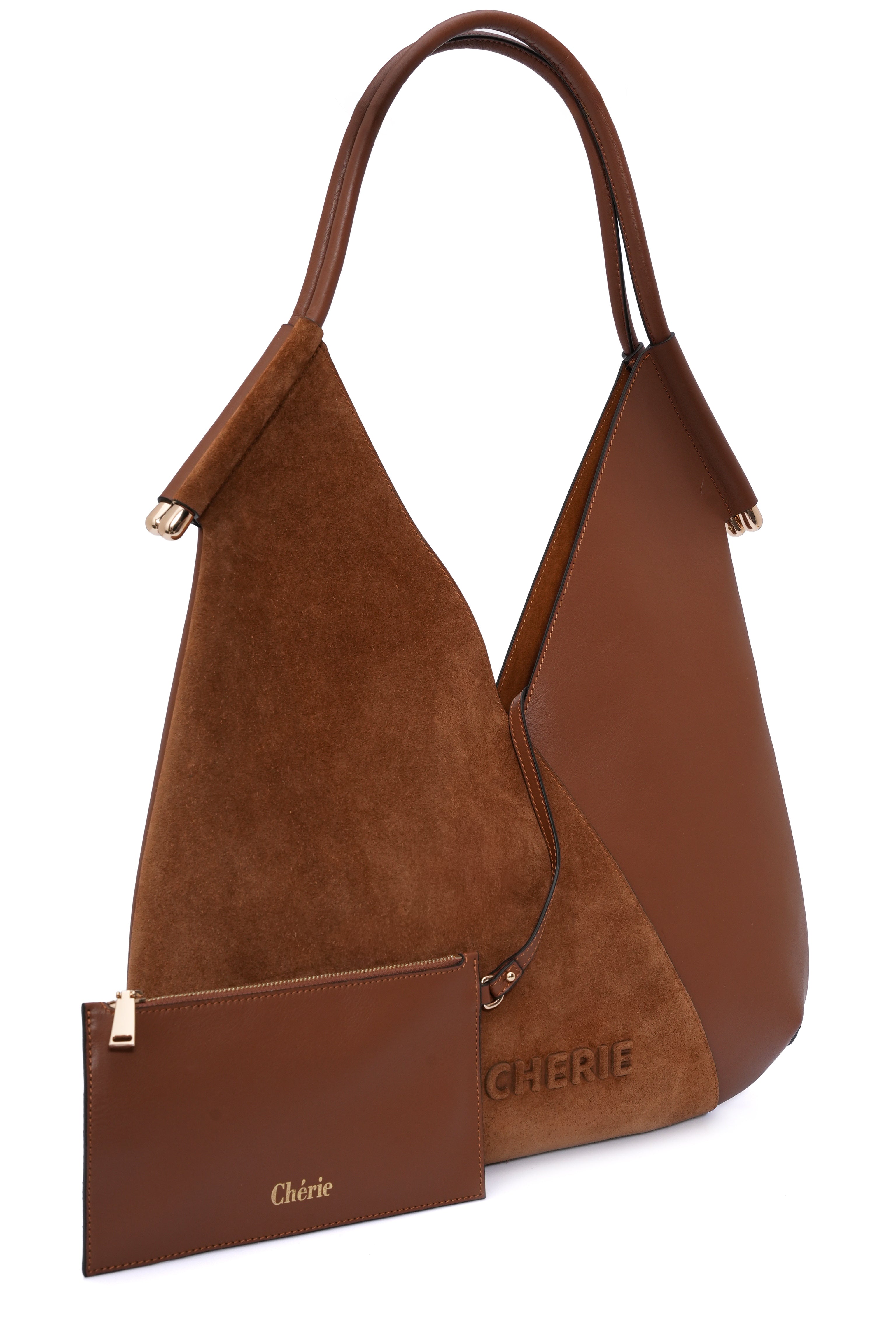Katrina tan suede/leather shoulder bag