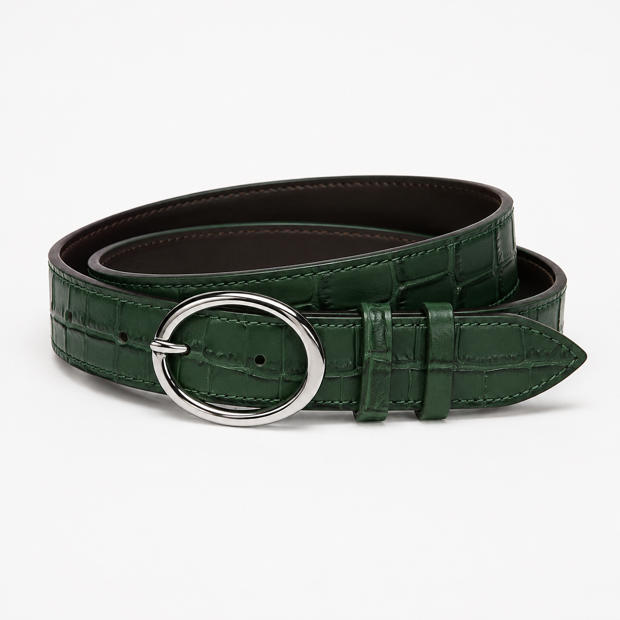 Serena Belt- yeşil croc  deri