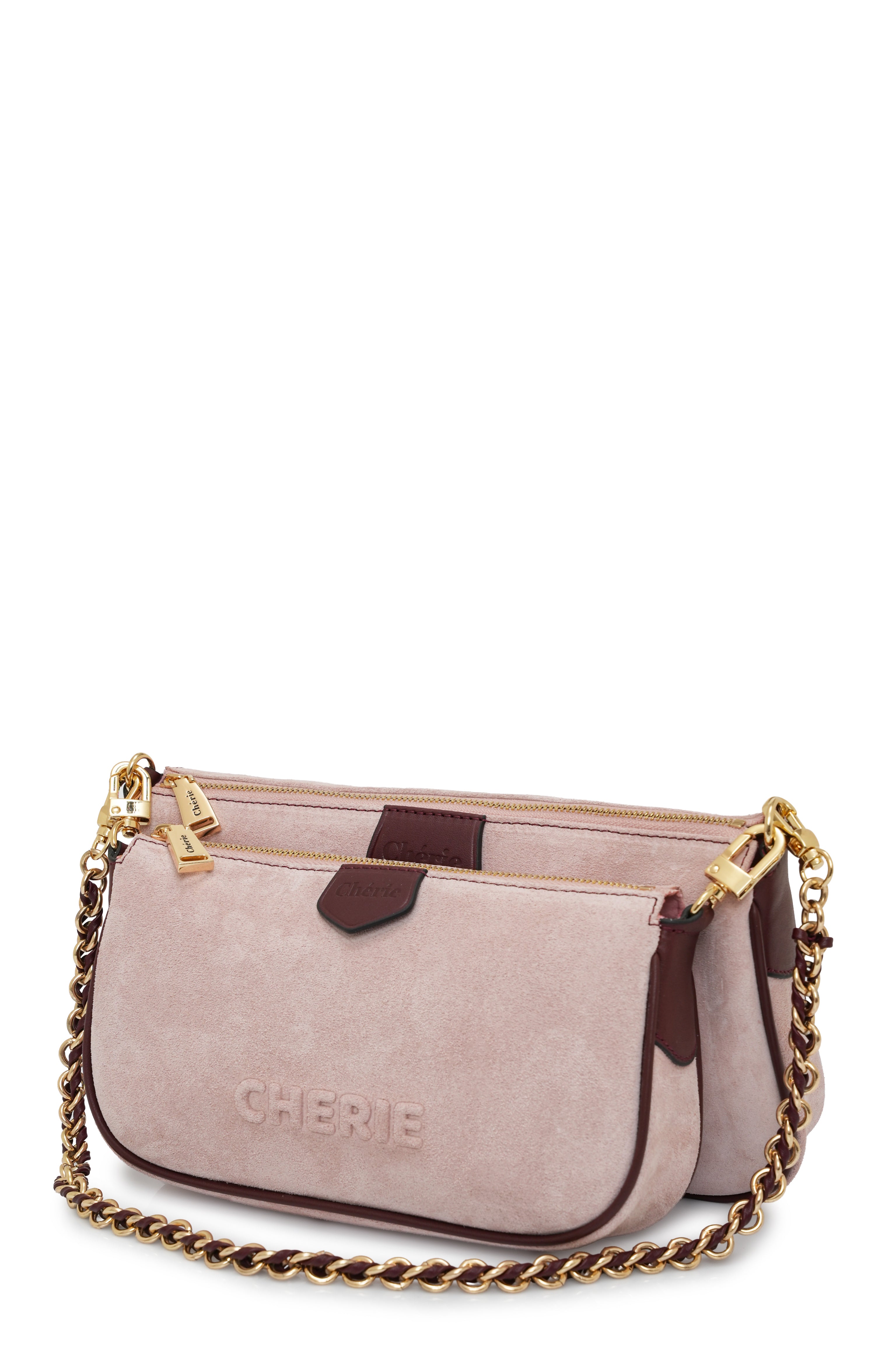 Lovita suede pink-burgundy leather