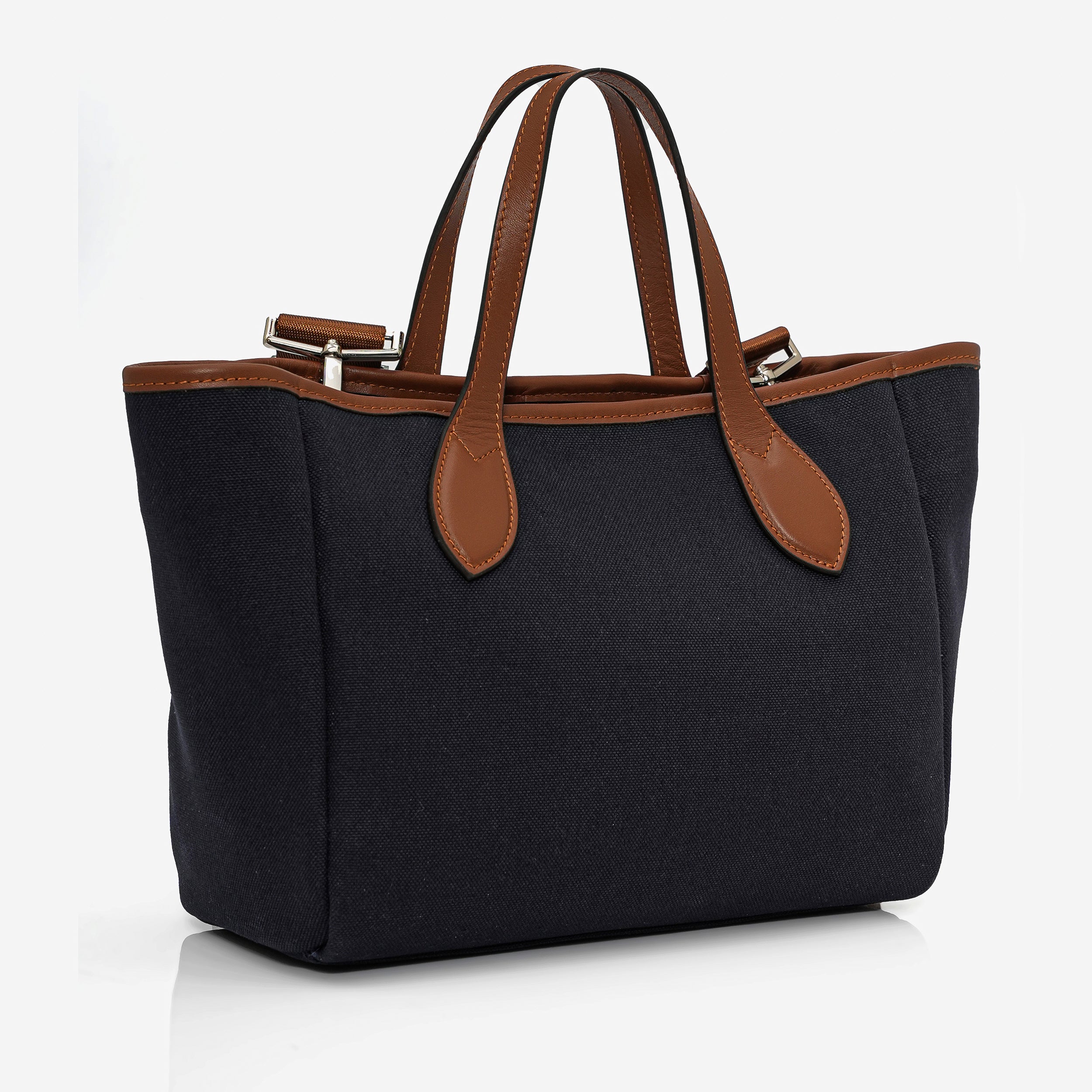 Rachel Canvas mini Navy Blue with Beige Stitching