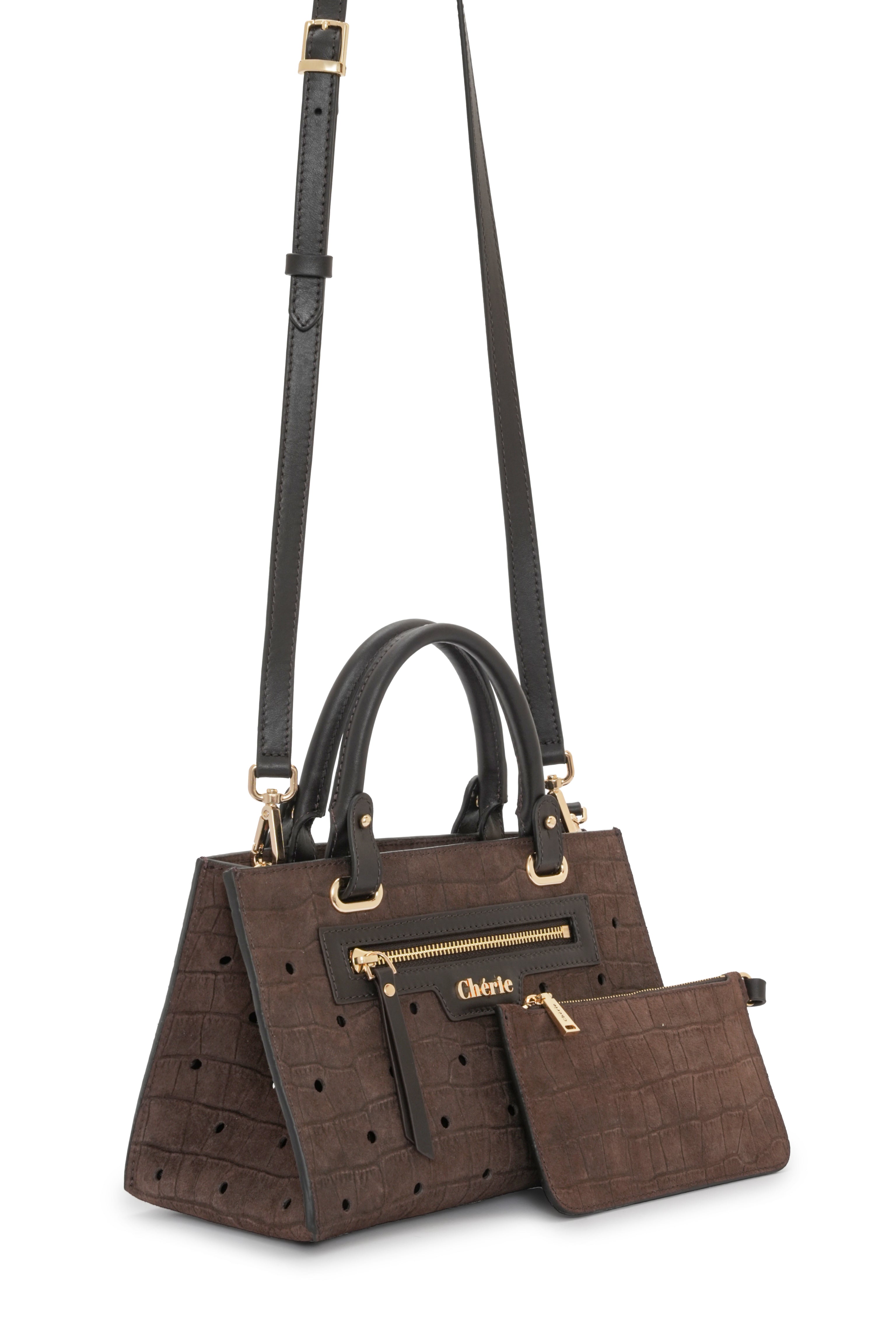 Paris - Brown Croc Suede  Mini