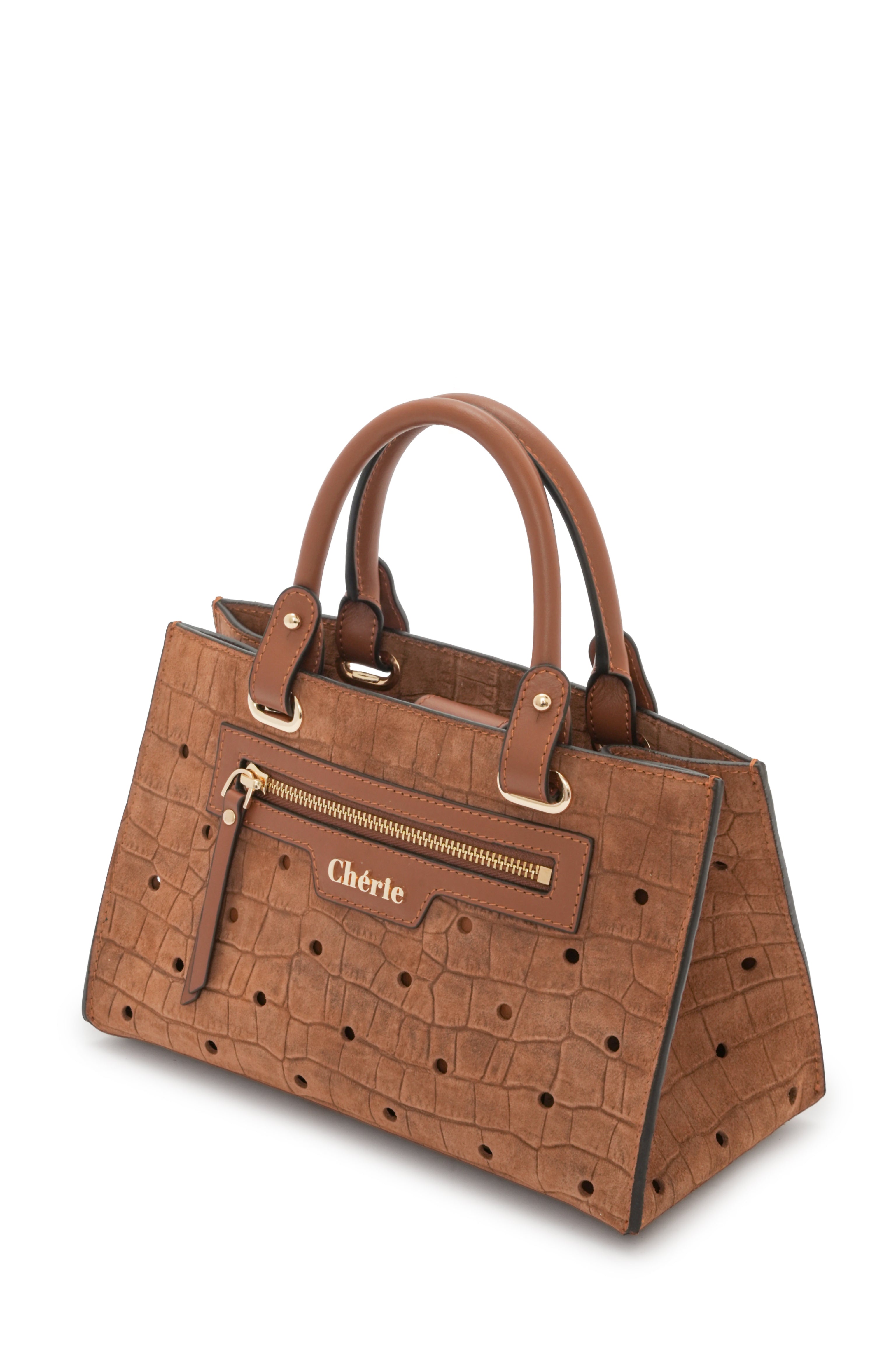 Paris - Tan Croc Suede  Mini