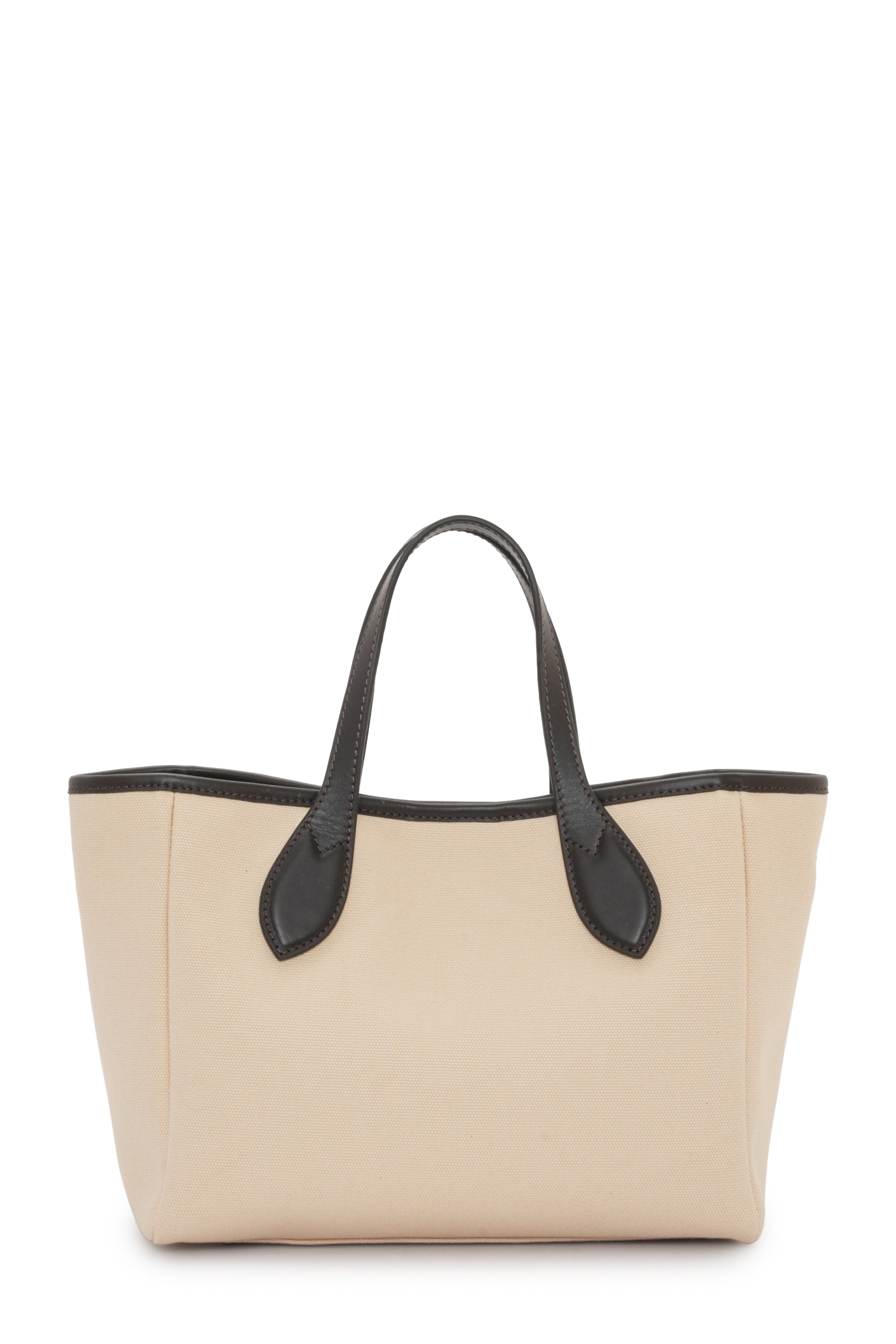 Rachel Canvas Medium Bej - Brown Leather