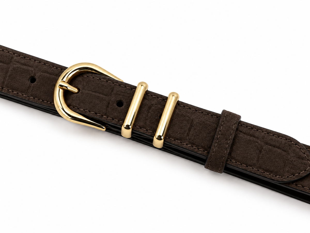 Cozy 3 cm Gold Kahve Kroko Süet – Görsel 2