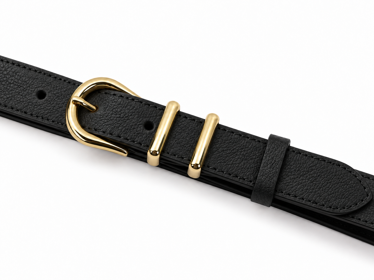 Cozy 3 cm Gold Siyah Floter Deri – Görsel 2