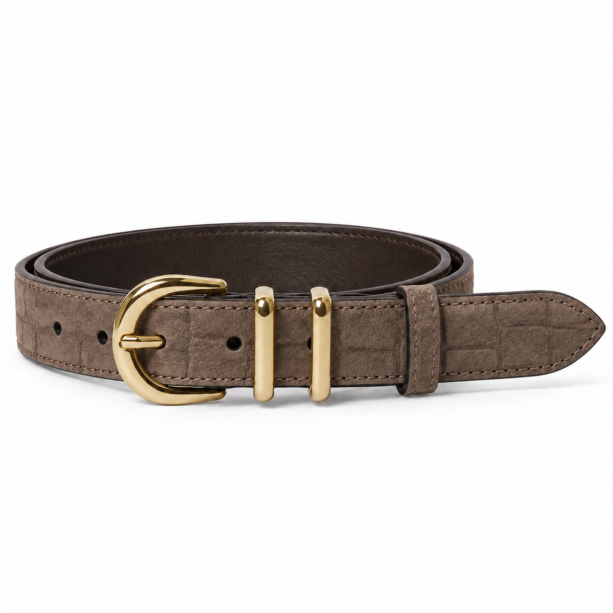 Cozy 3 cm Gold Vizon Kroko Süet – Görsel 1