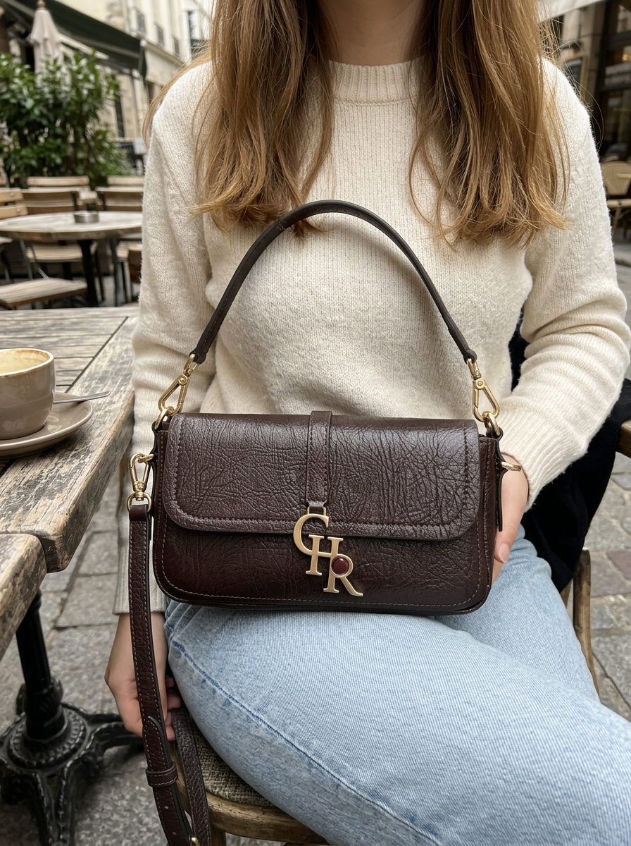 Stella Brown Leather Mini - model üzerinde